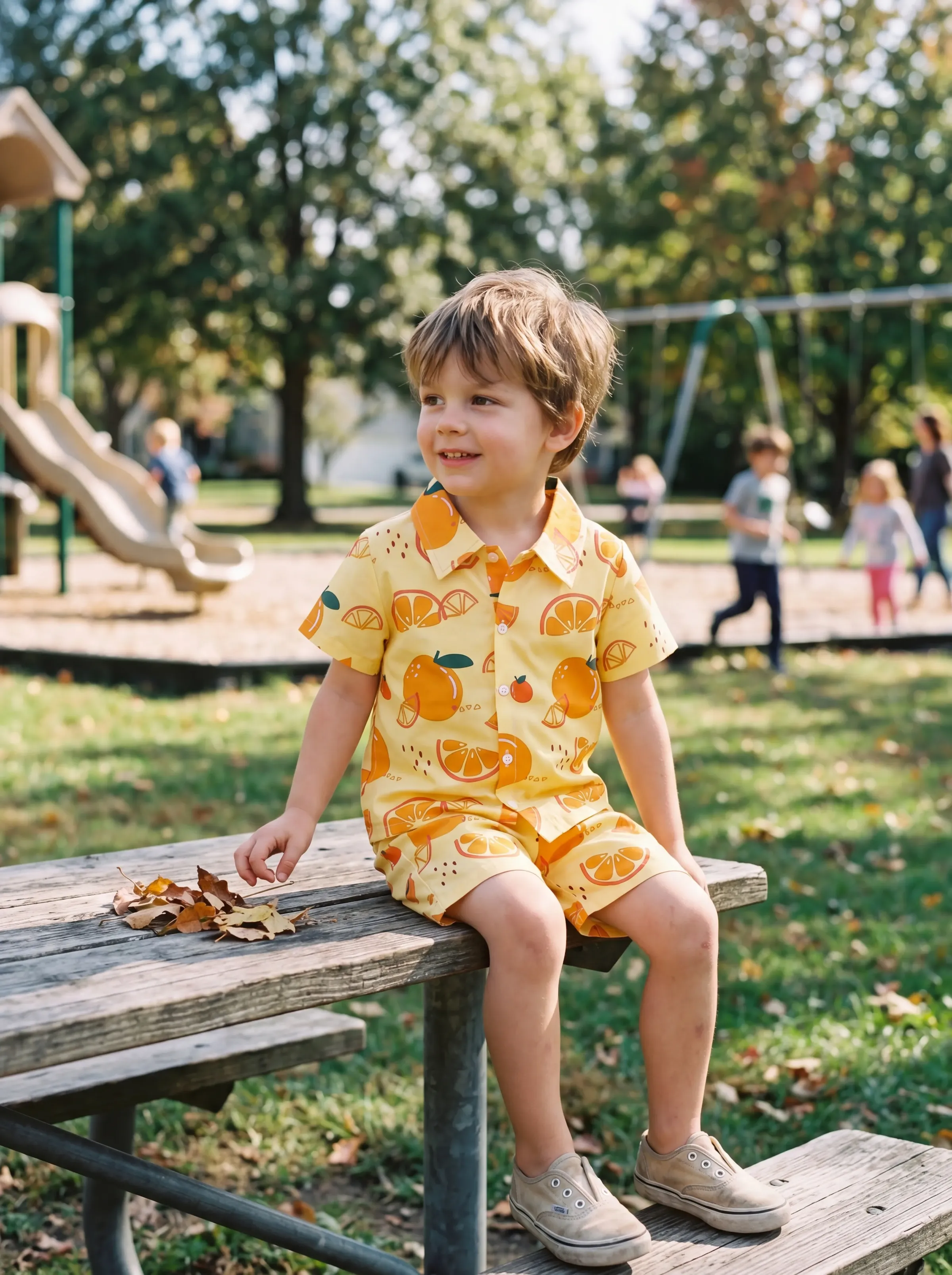 Fresh Market Toddler Boy Orange Shirt & Shorts Set