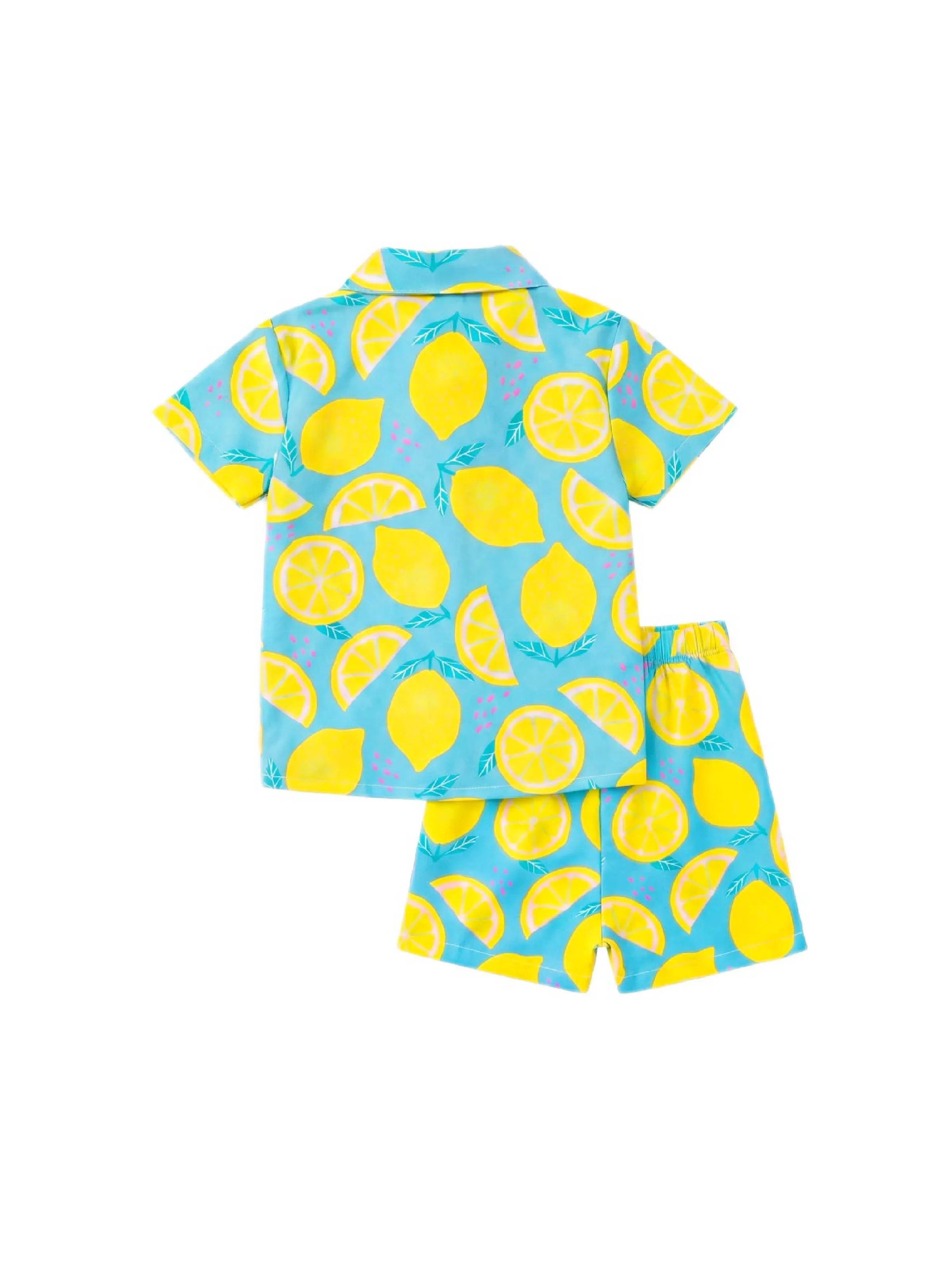 Fresh Market Baby Boy Lemon Shirt & Shorts Set Turquoise