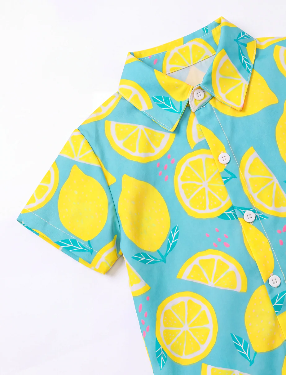Fresh Market Baby Boy Lemon Shirt & Shorts Set Turquoise