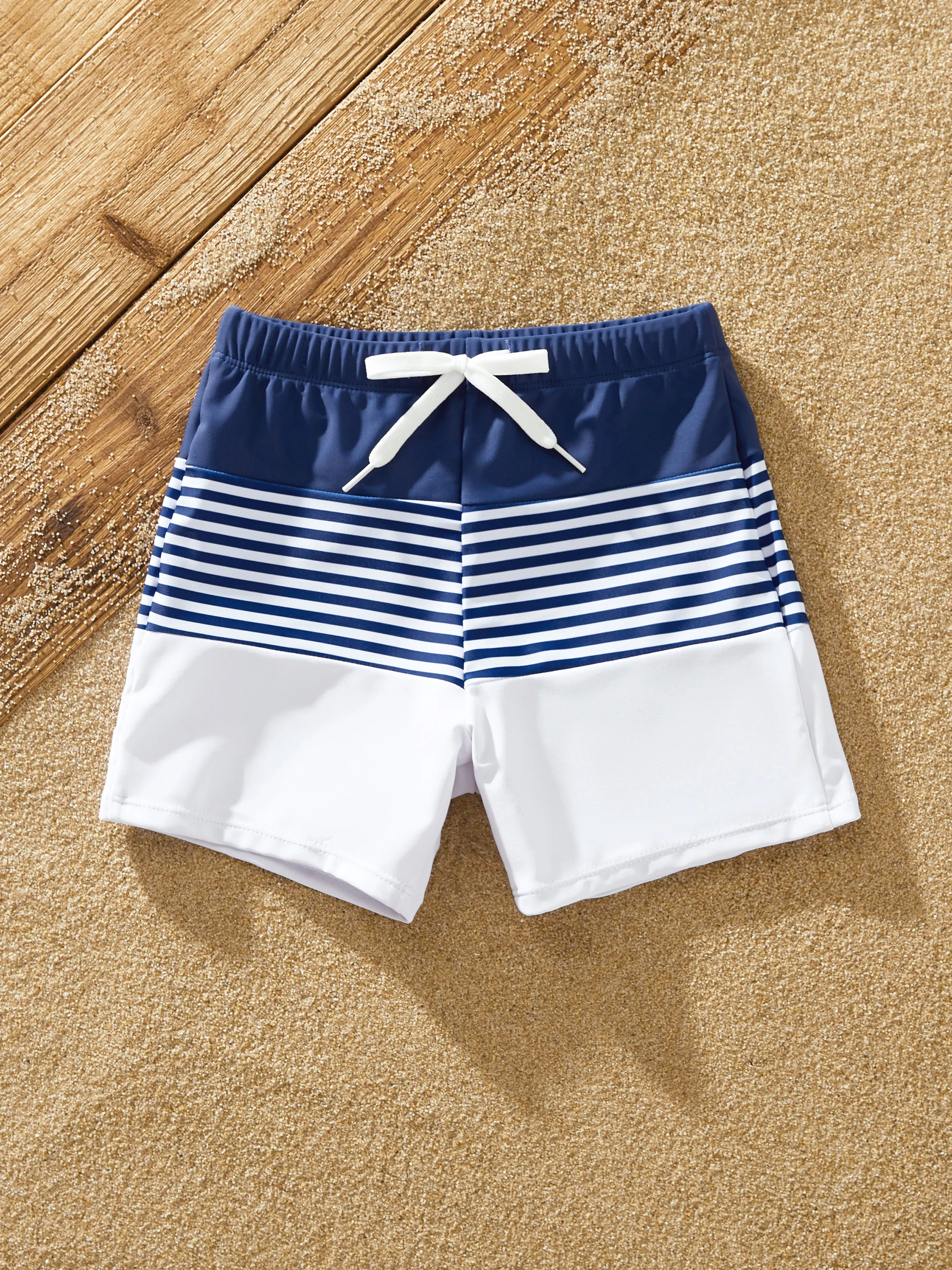 18112-toddler-boy-stripe-swim-trunks-tight-fit-polyester-spandex-matching-outfits-dark-blue-white-1.webp Toddler Boy Stripe Swim trunks - Tight Fit Polyester Spandex Matching Outfits Dark Blue+white