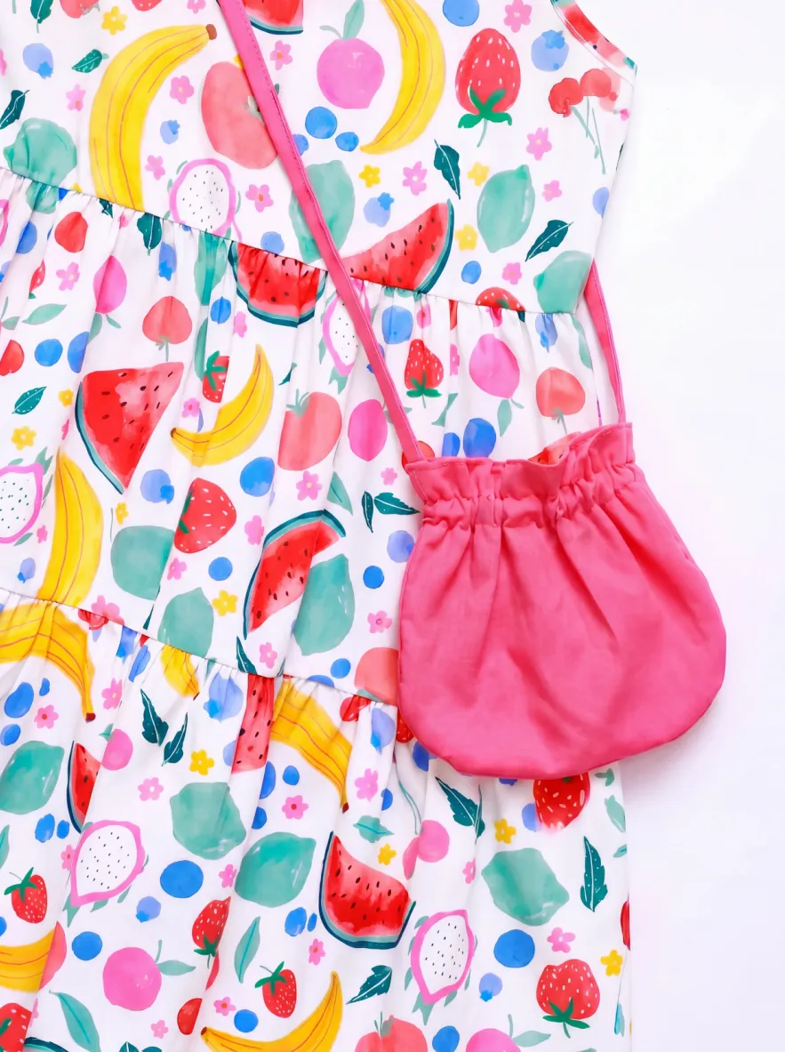 Fresh Market Toddler Girl Fruit Tiered Dress with Bag Multi-color