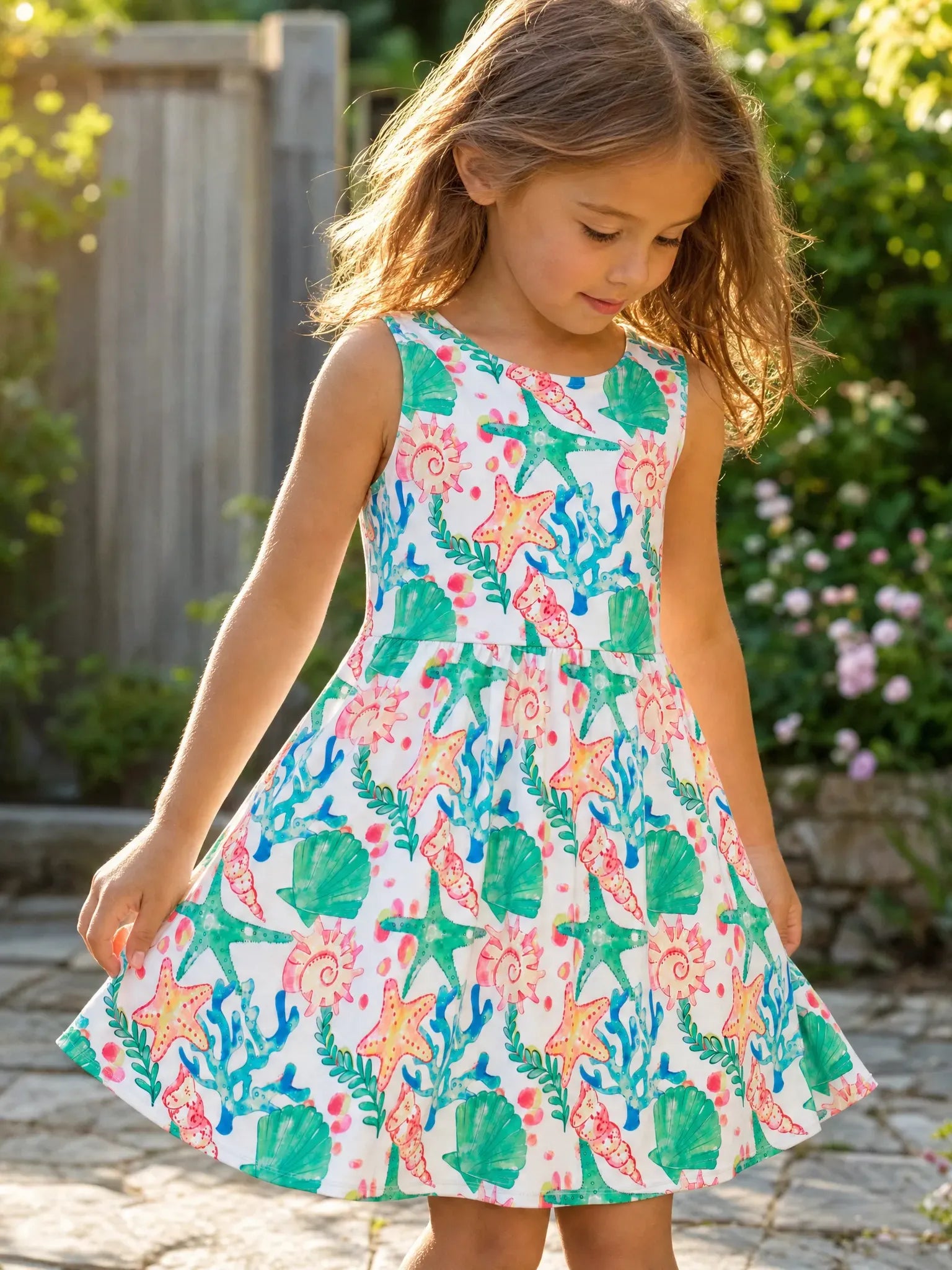 Ocean Vibes Toddler Girl Crossback Dress Green