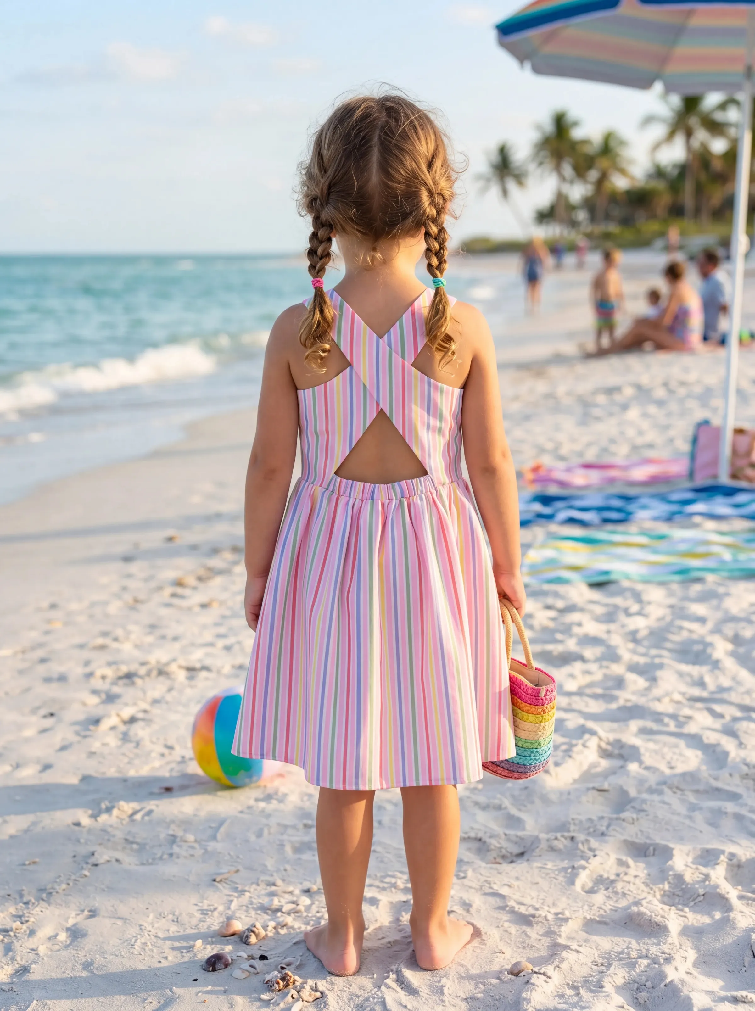Ocean Vibes Toddler Girl Crossback Dress Pink