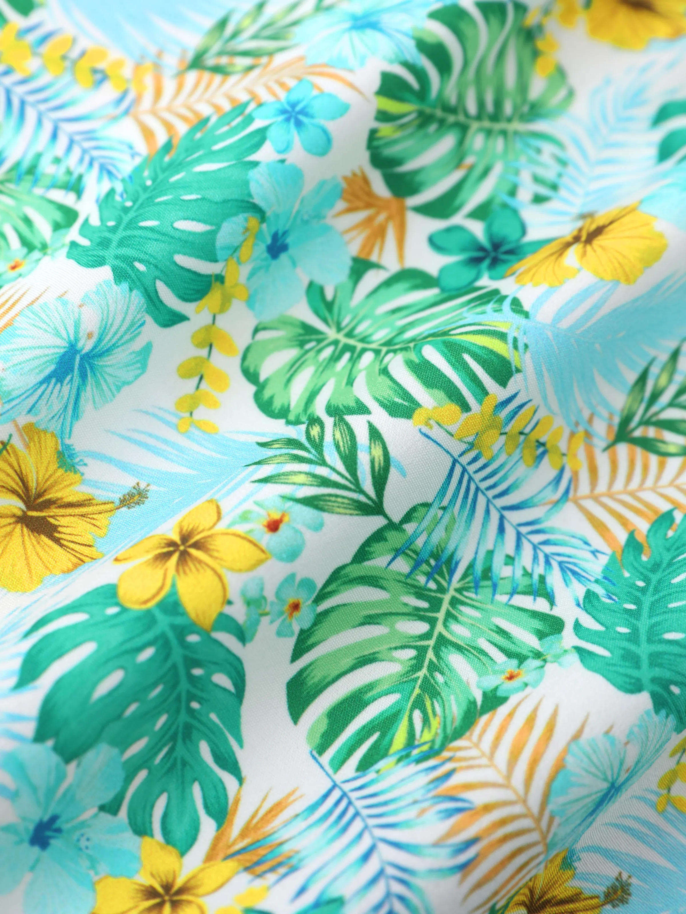 Ocean Vibes Baby Girl Tropical island Leaf Print Dress Green