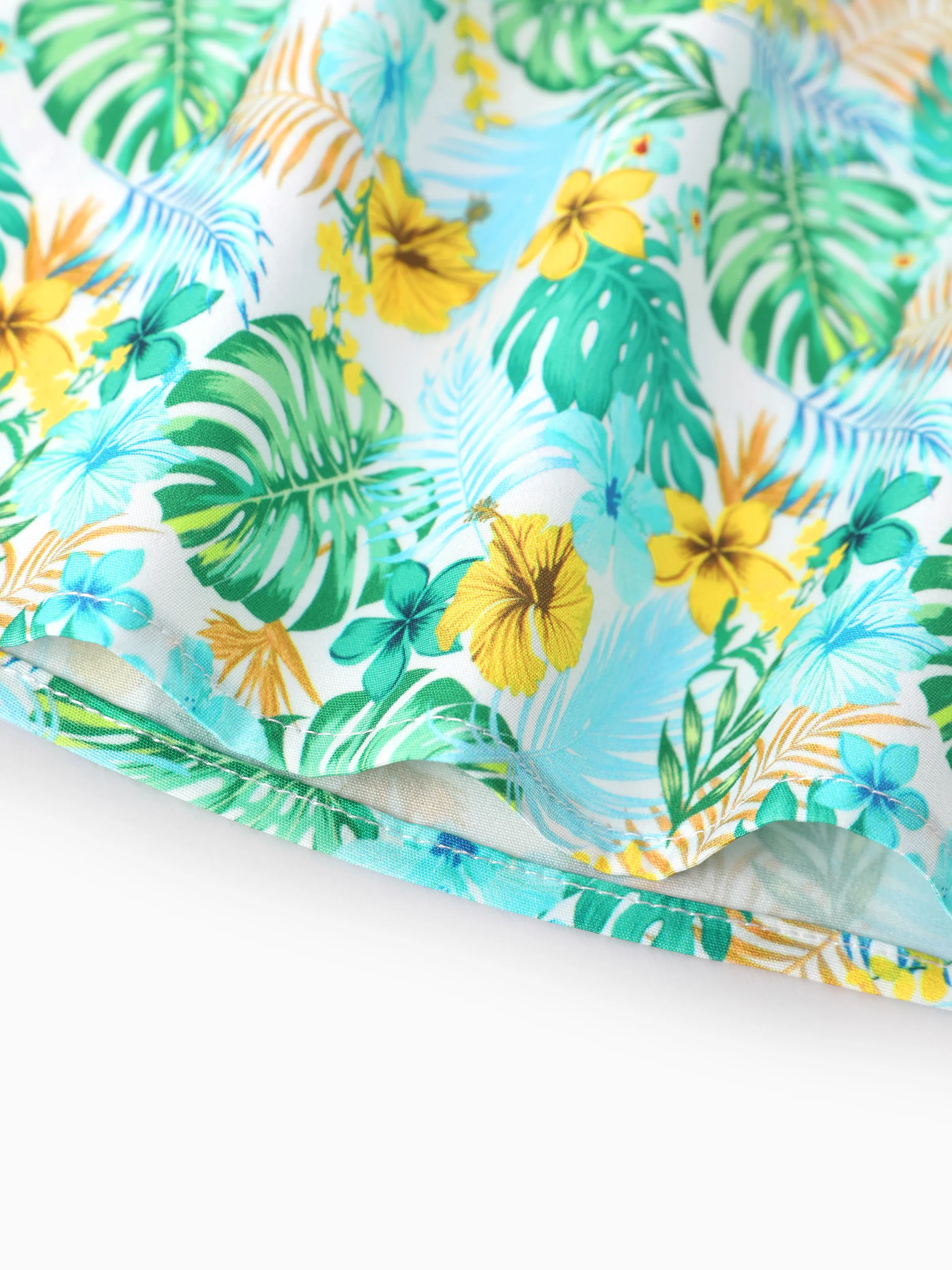 Ocean Vibes Baby Girl Tropical island Leaf Print Dress Green