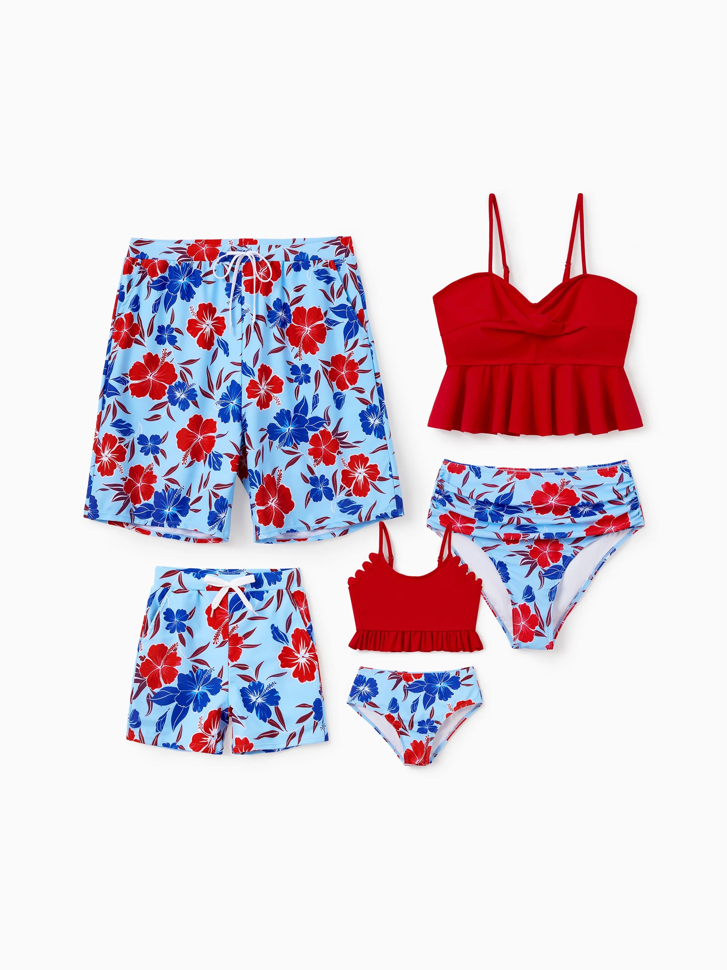 Toddler Girl Swimwear Floral Print Bikini Set for Girl, Perfect for Summer Beach Days & Pool Parties Red