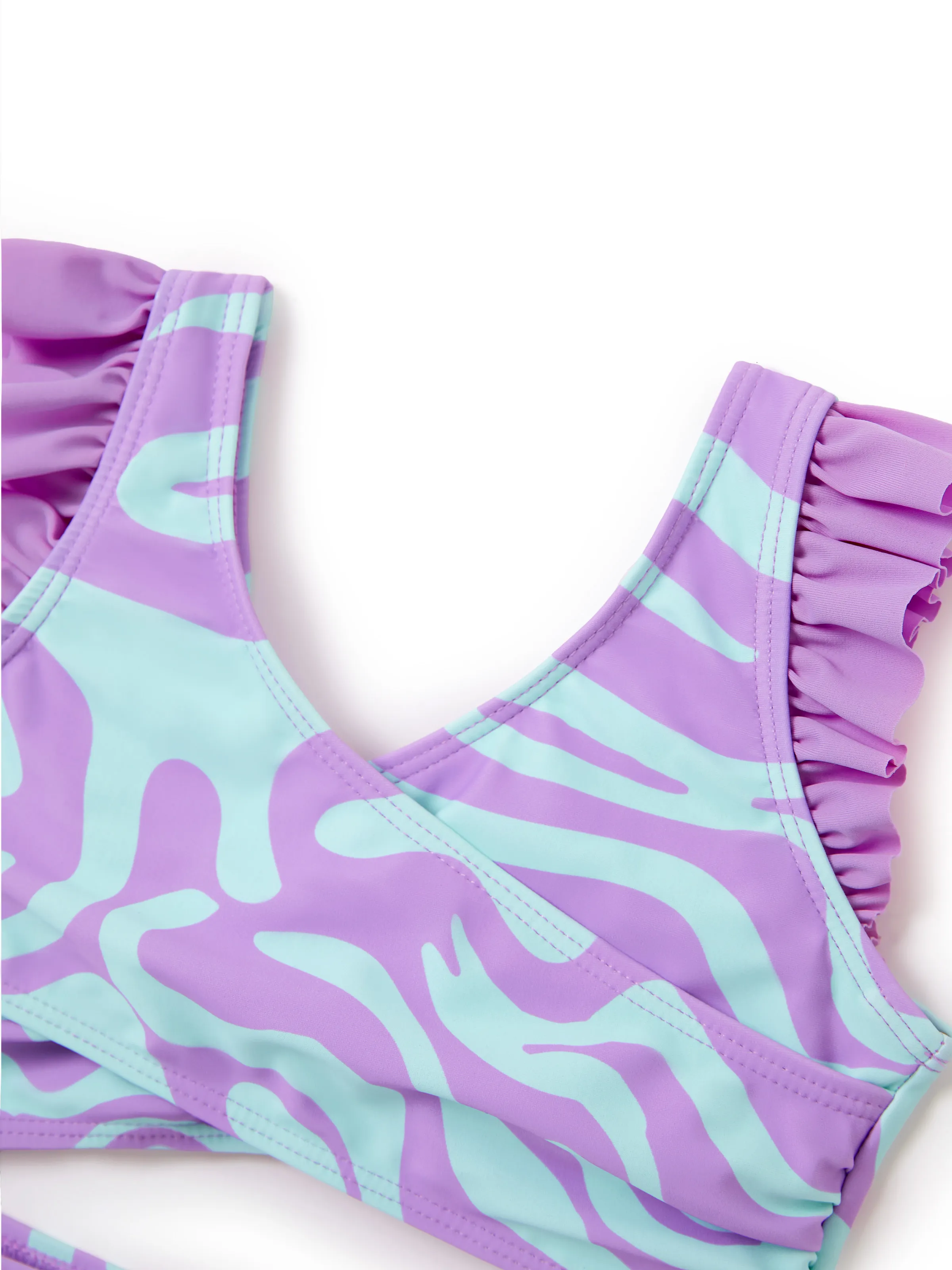 Toddler Girl Trendy Purple & Blue Wave Print Midriff Cutout One-Piece Swimsuit Purple