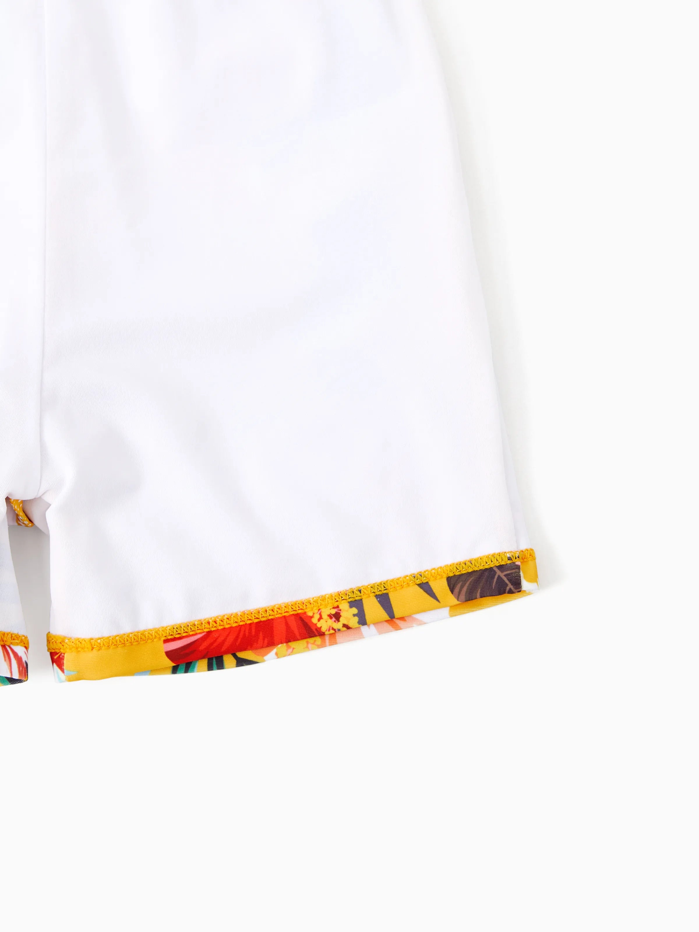 Toddler Boy Floral Drawstring Swim Trunks with Triangle Swim Bottom Yellow