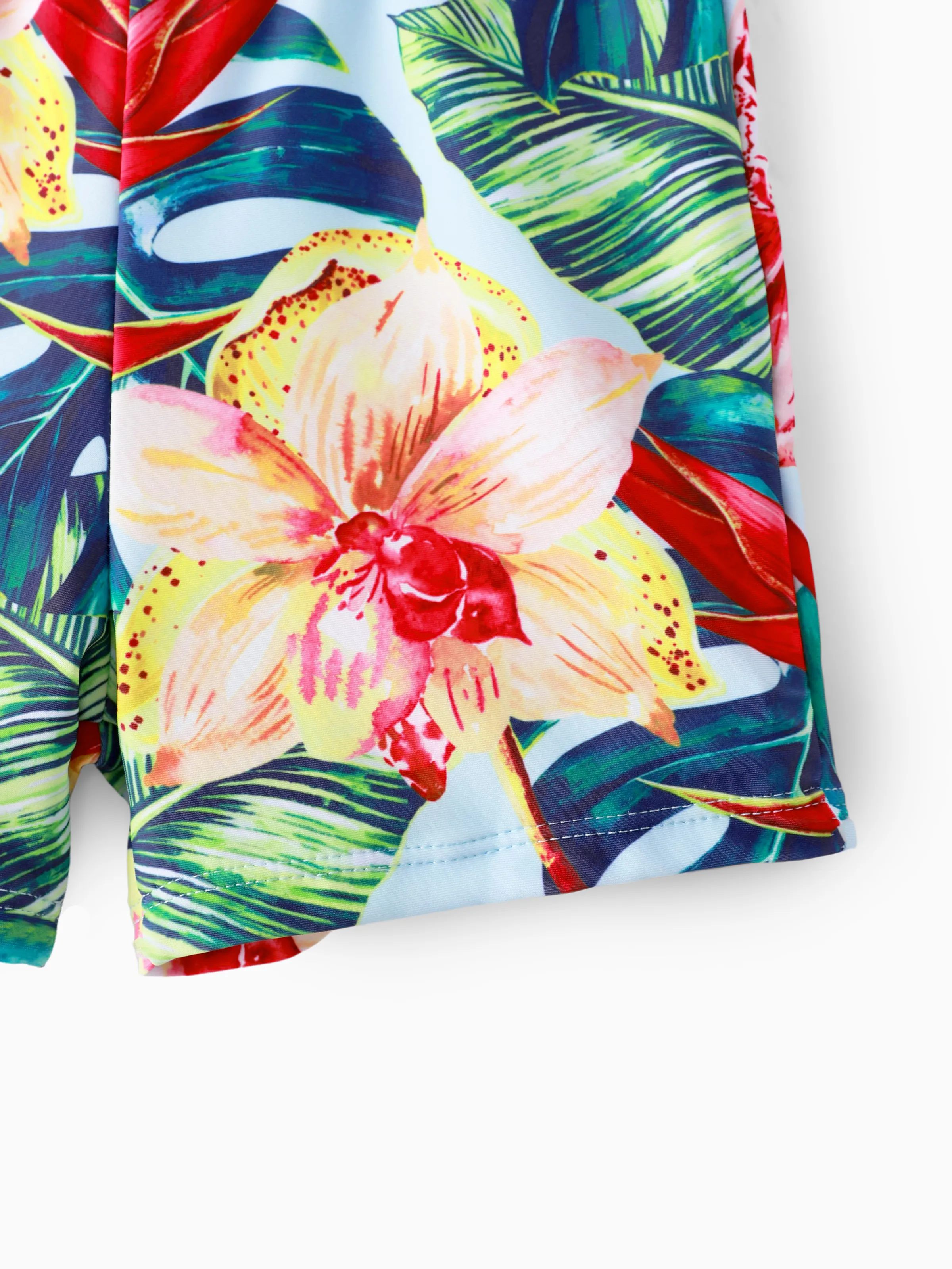 Toddler Boy Floral Drawstring Swim Trunks Red