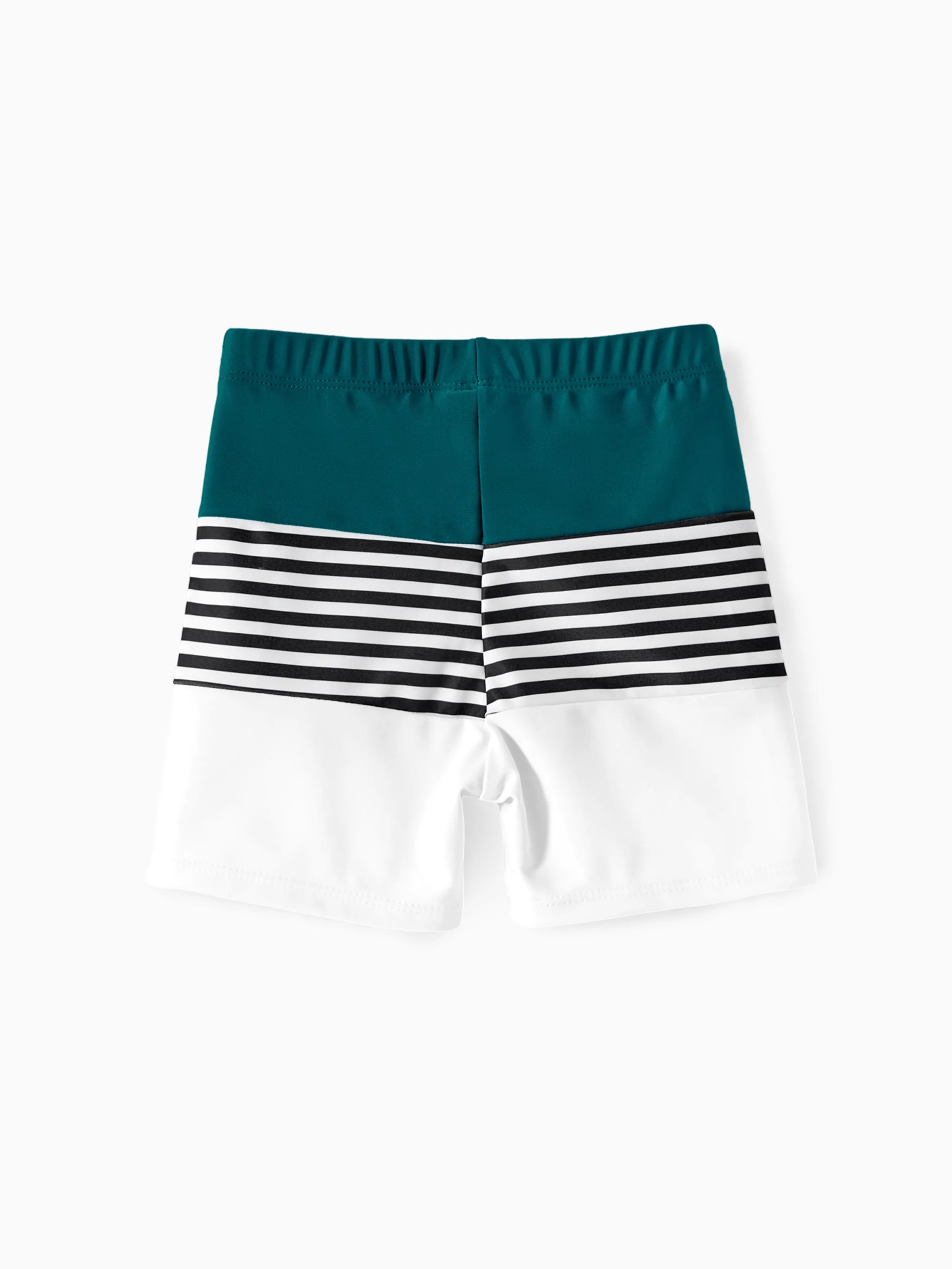 Toddler Boy Colorblock Striped Spliced Swim Trunks Shorts DeepTurquoise