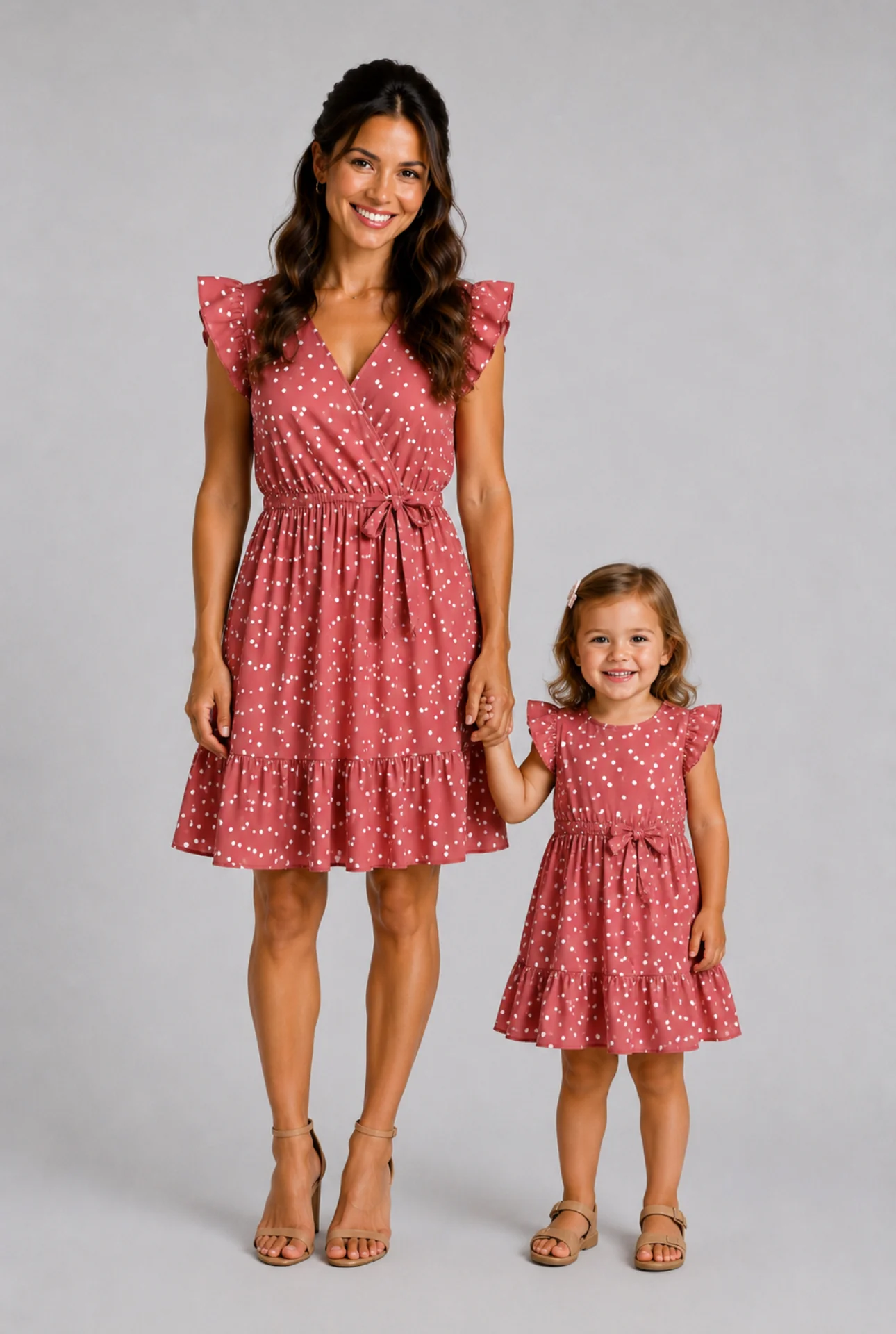 2215-all-over-dots-pink-cross-wrap-v-neck-ruffle-flutter-sleeve-dress-for-mom-and-me-pinkywhite-1.webp All Over Dots Pink Cross Wrap V Neck Ruffle Flutter-sleeve Dress for Mom and Me PinkyWhite
