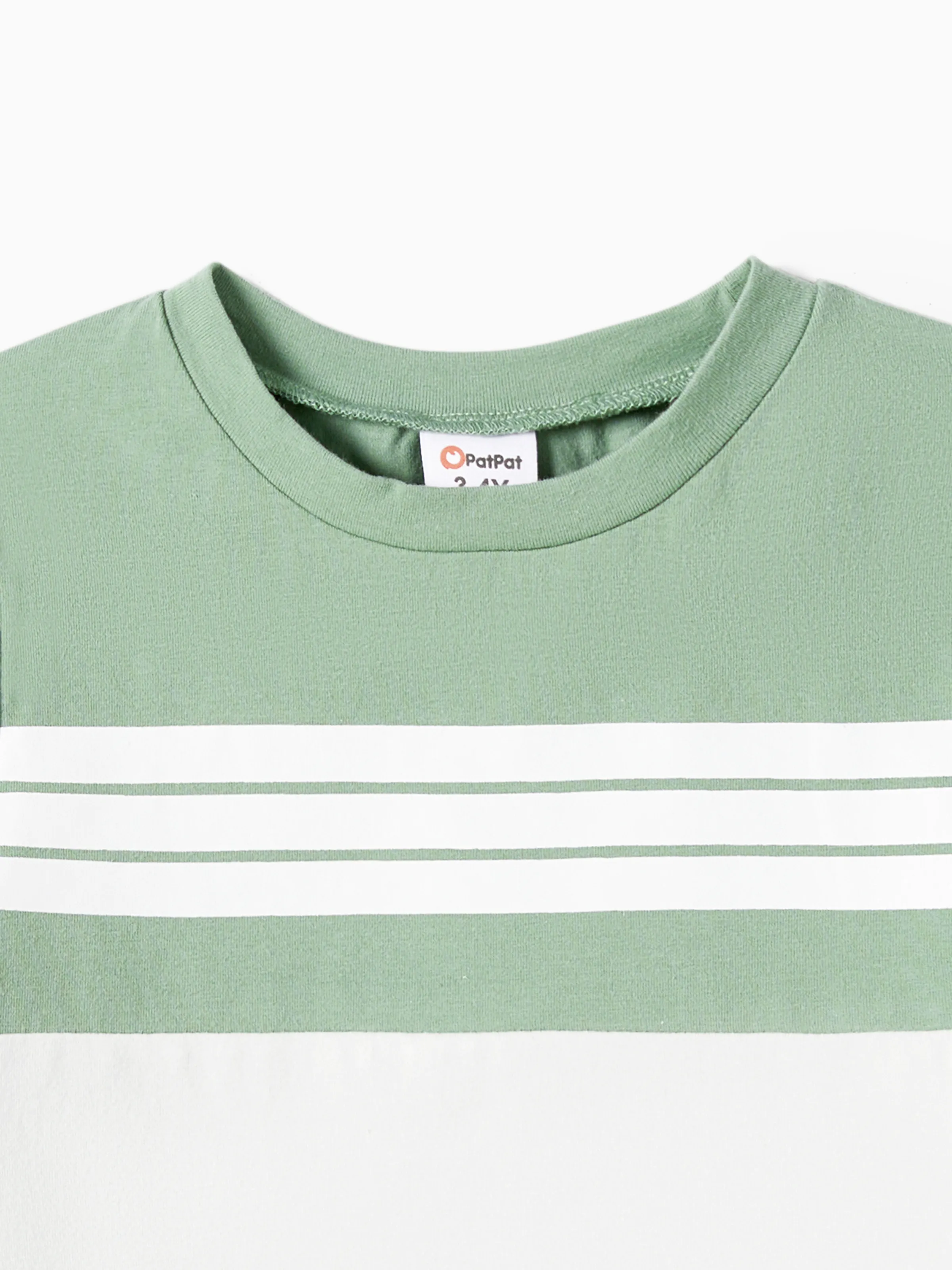 Daddy & Son Elegant Broken Flower Matching T-Shirt Outfits for Family, Medium Thickness Green