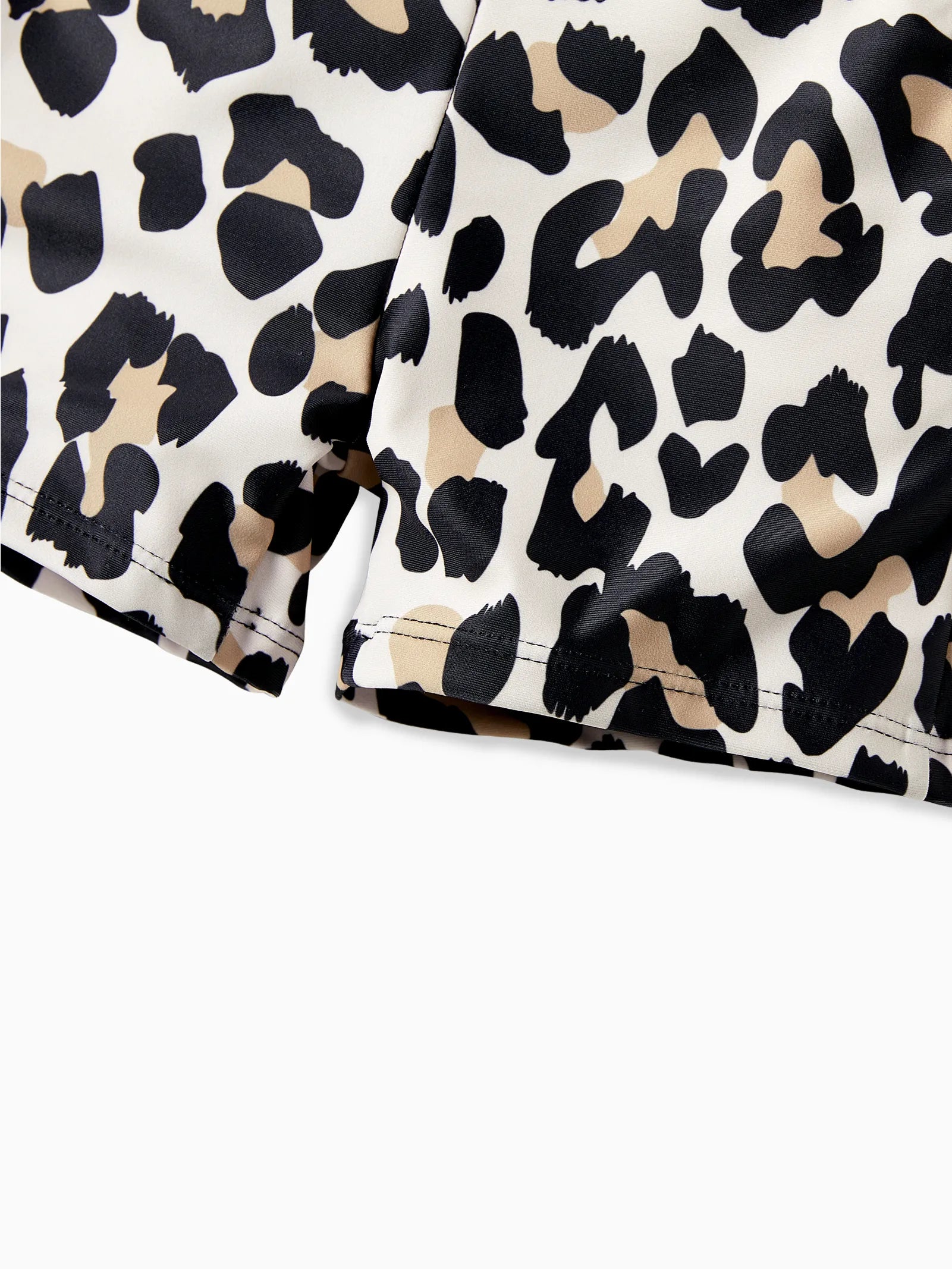 Daddy & Son Leopard Pattern Drawstring Swim Trunks Black