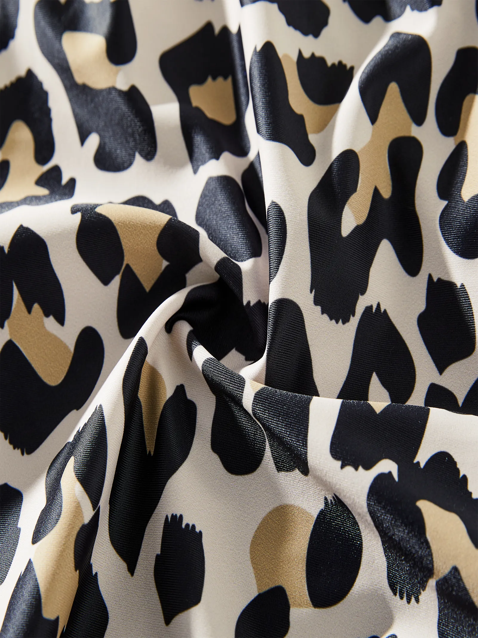 Daddy & Son Leopard Pattern Drawstring Swim Trunks Black
