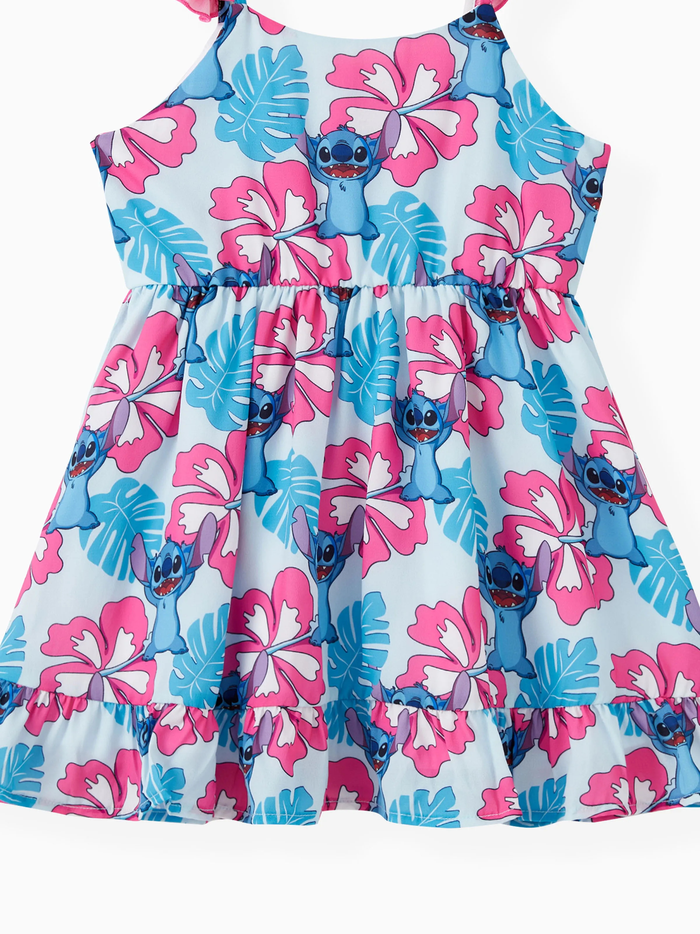 Disney Stitch Toddler/Kid Girl Naia™ Stitch and Hawaii Style Floral Print Sleeveless Dress Multi-color