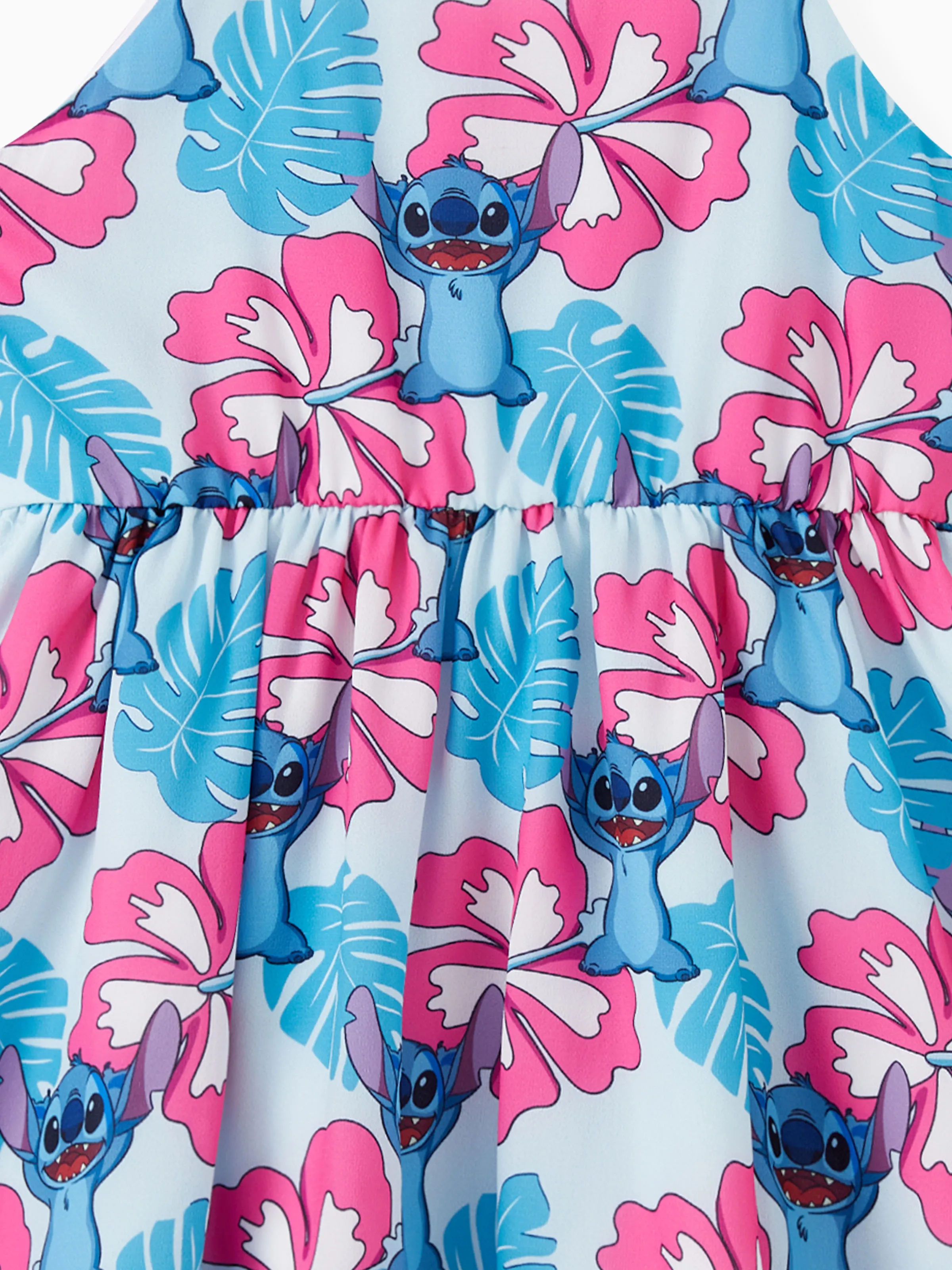 Disney Stitch Toddler/Kid Girl Naia™ Stitch and Hawaii Style Floral Print Sleeveless Dress Multi-color