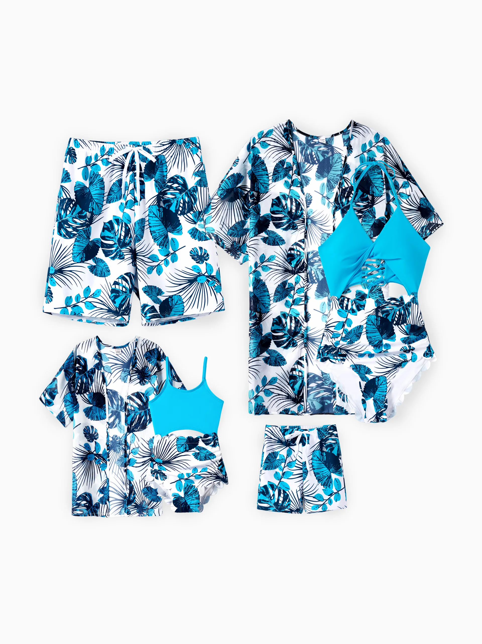 Toddler Boy Drawstring Swim Trunks BLUEWHITE