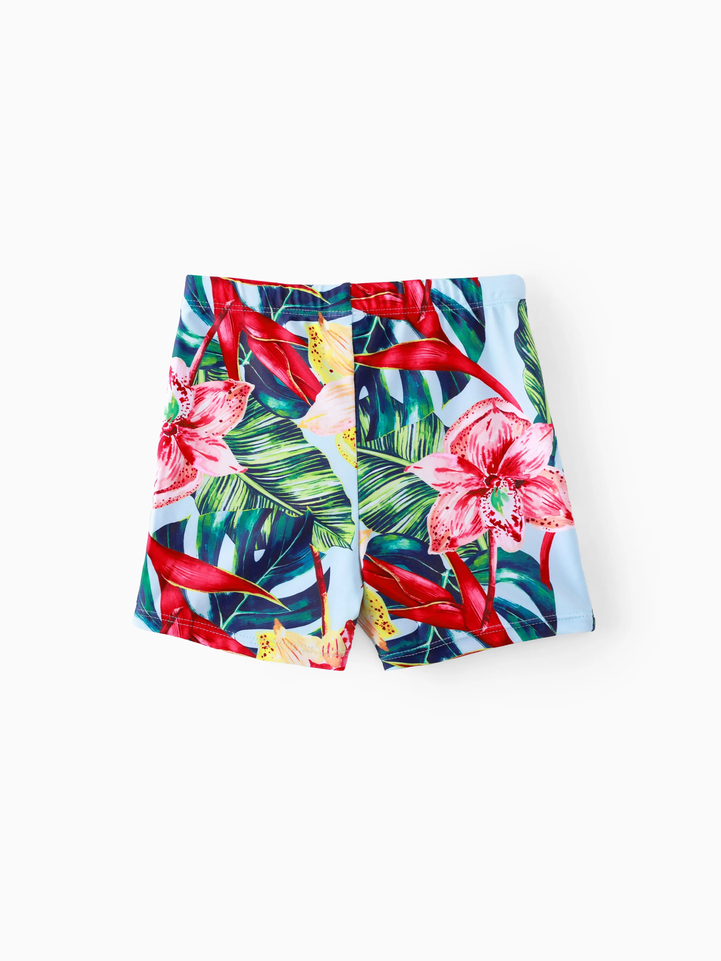Toddler Boy Floral Drawstring Swim Trunks Red