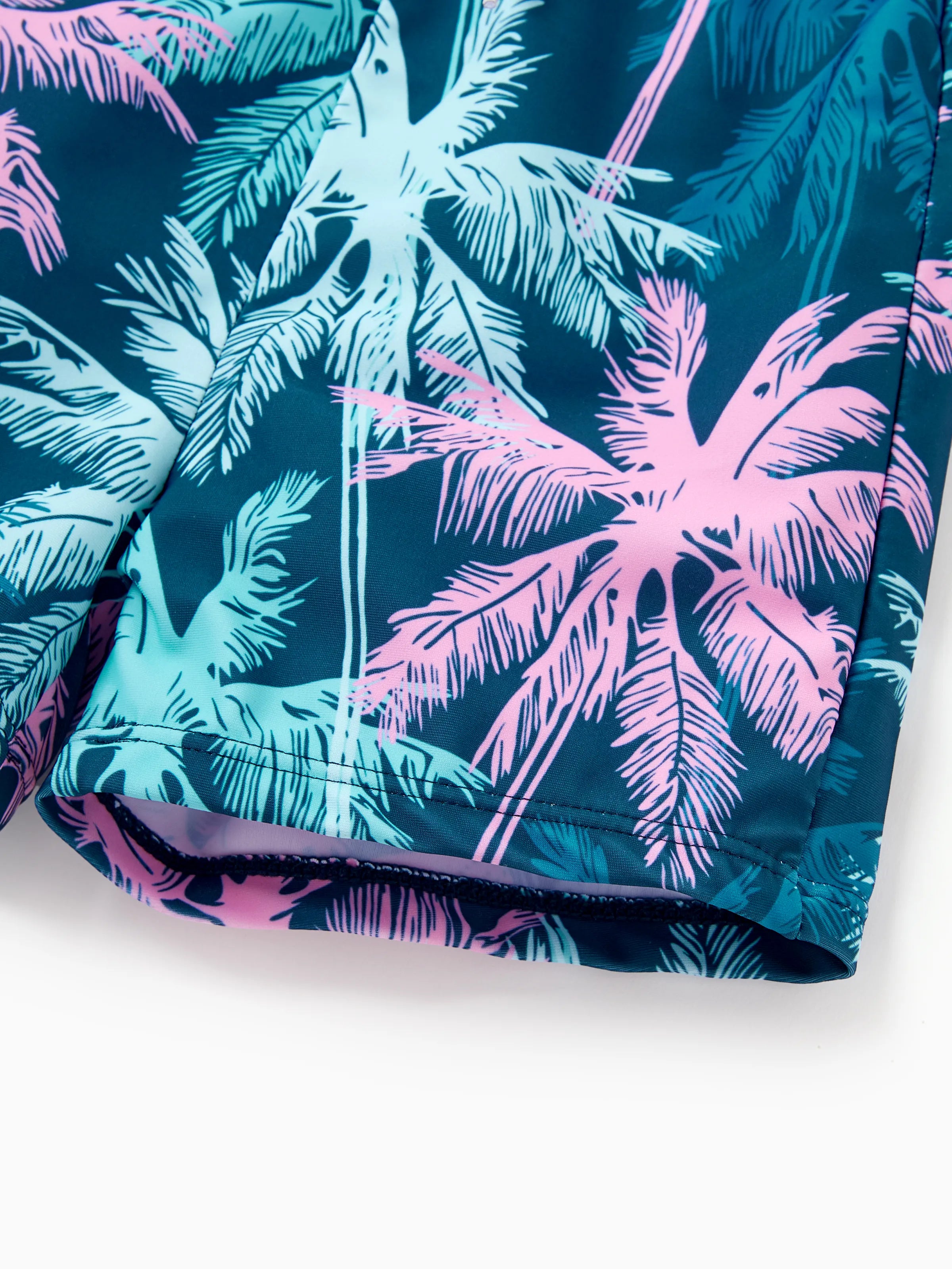 Toddler Boy Swimsuits Tropical Palm Tree Print Swim Trunks Set, Beach Vacation Swimwear Turquoise