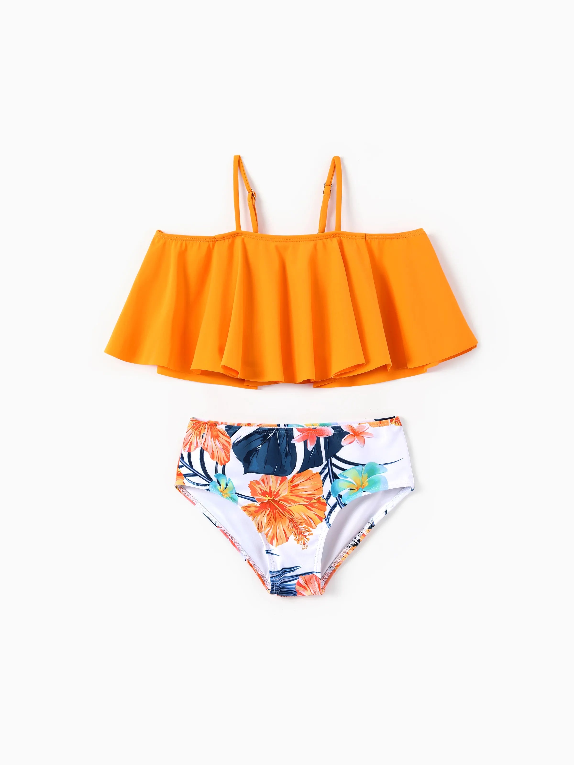 26687-toddler-girl-swimwear-tropical-floral-bikini-set-with-ruffle-top-for-girls-bright-summer-beach-outfits-orange-1.jpg Toddler Girl Swimwear Tropical Floral Bikini Set with Ruffle Top for girls Bright Summer Beach Outfits Orange