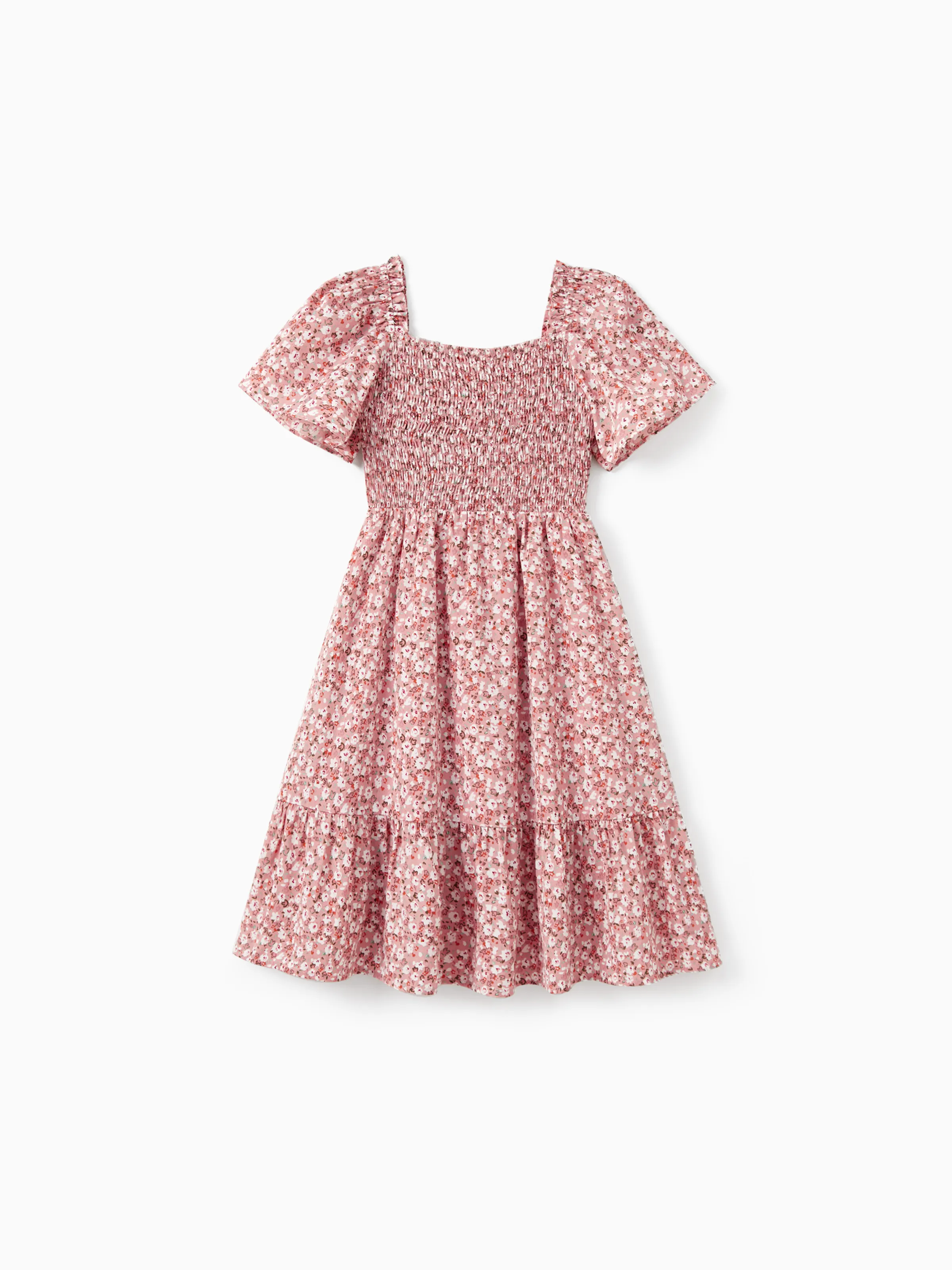 26757-toddler-kid-girl-cotton-flora-print-smocking-puff-sleeve-dress-pink-1.webp Toddler/Kid Girl Cotton Flora Print Smocking Puff-sleeve Dress Pink
