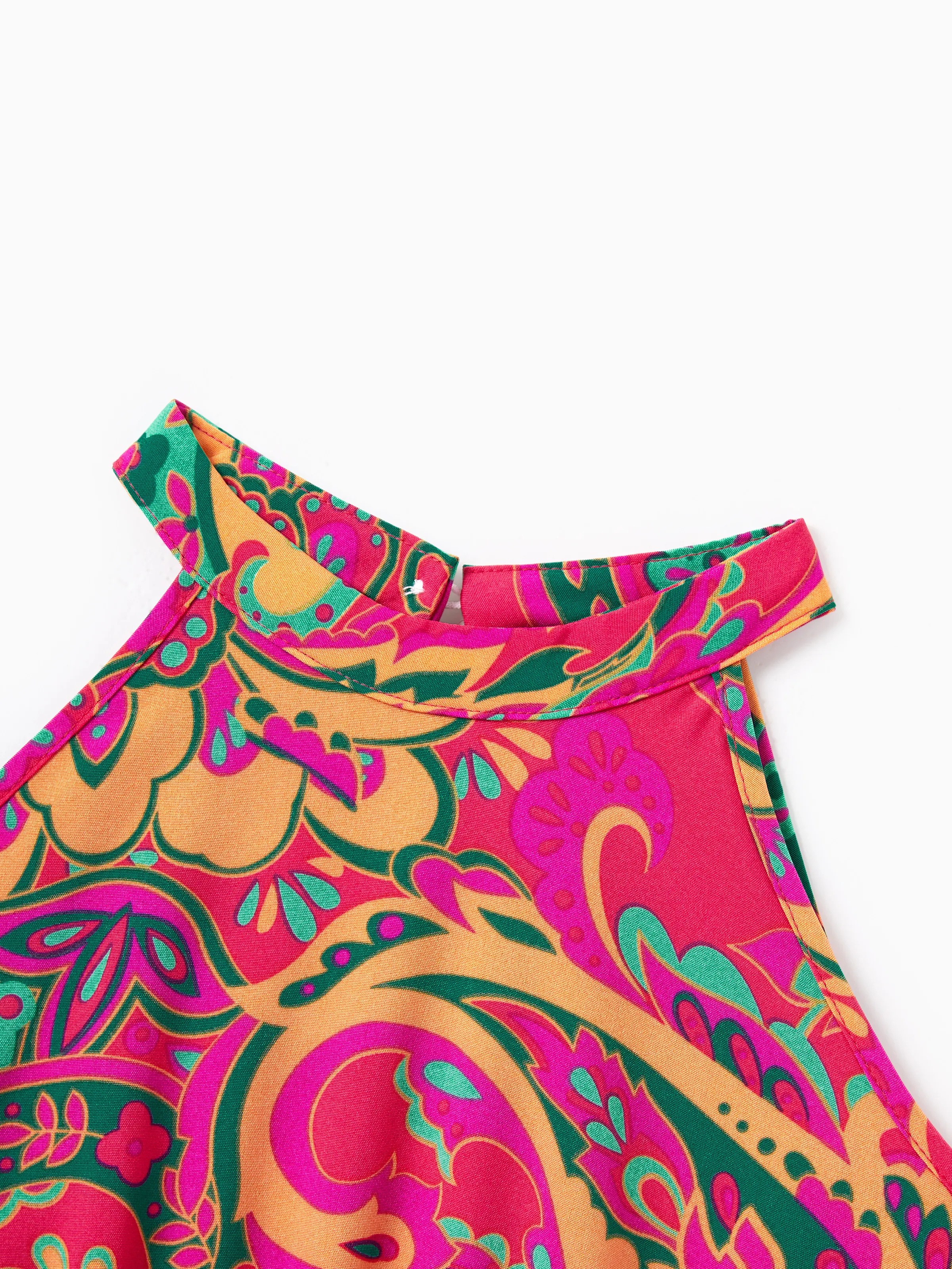 Toddler/Kid Girl Outfit Set Sleeveless Halter Belted Dress for Summer Vacation  Hot Pink