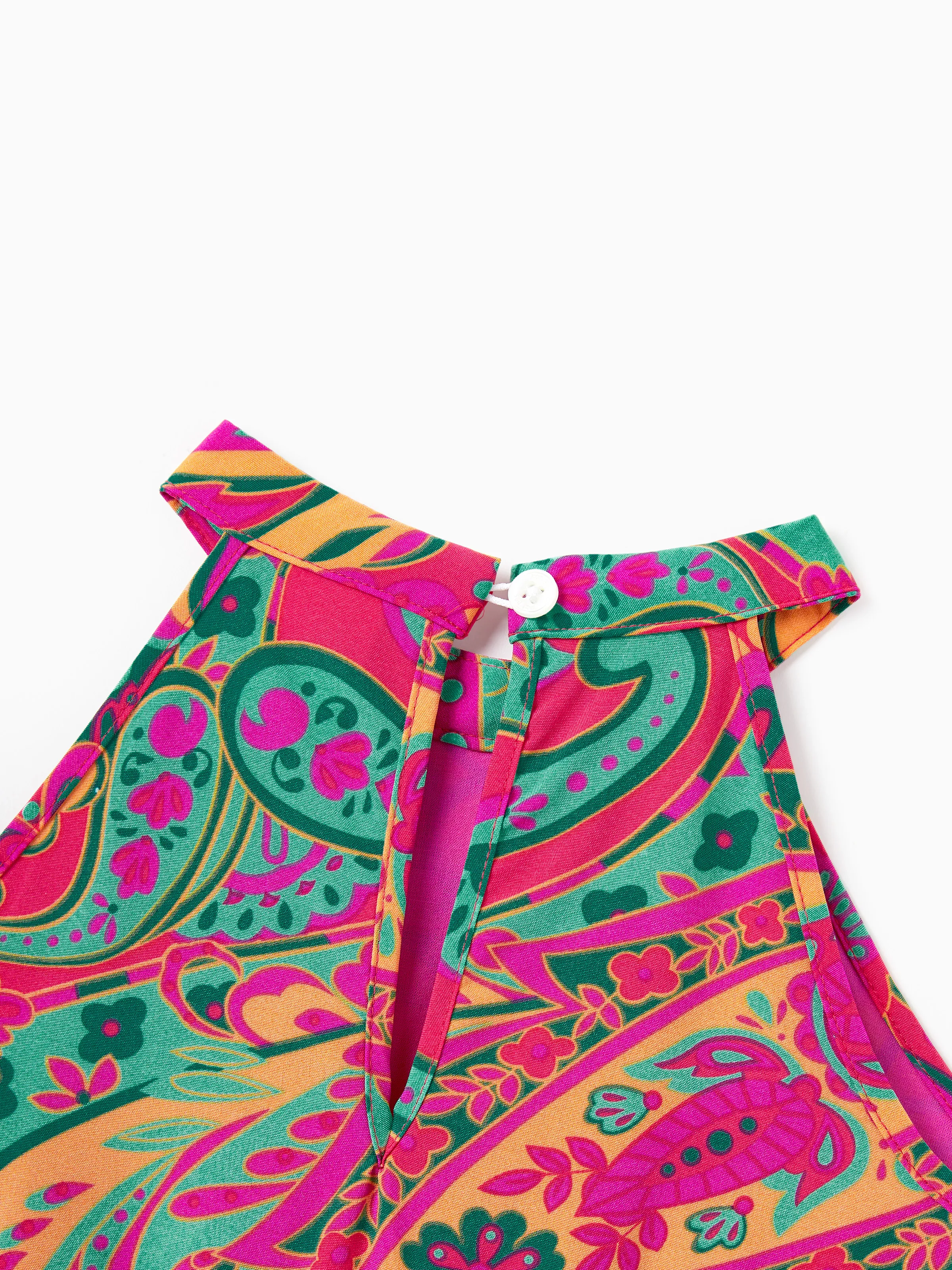 Toddler/Kid Girl Outfit Set Sleeveless Halter Belted Dress for Summer Vacation  Hot Pink