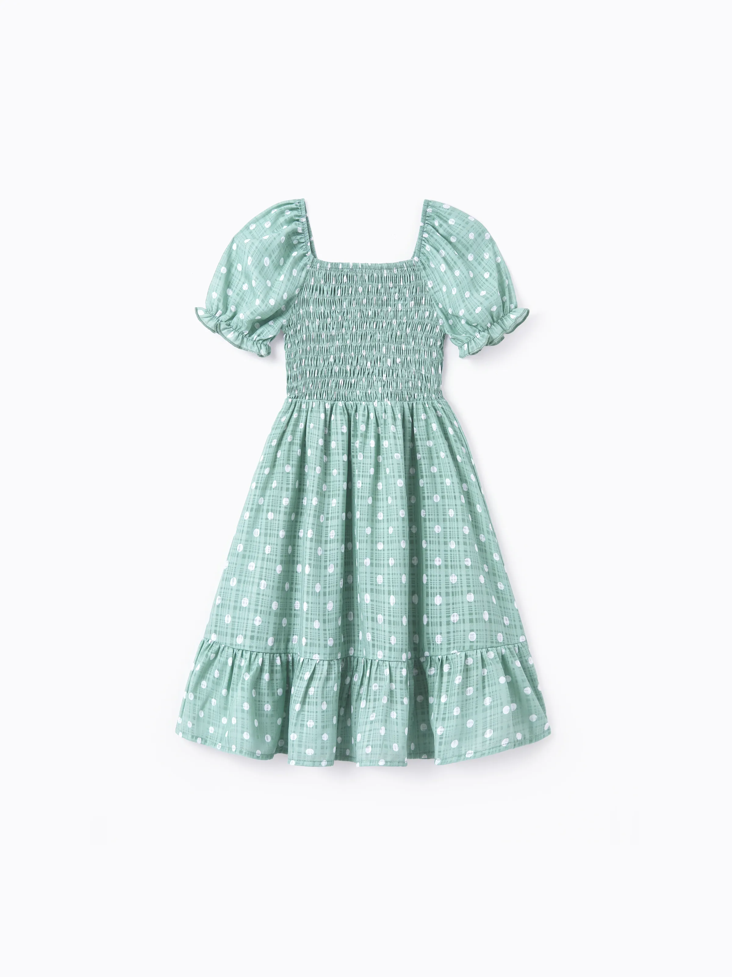 26867-toddler-kid-girl-polka-dot-puff-sleeve-dress-perfect-for-family-outings-photos-light-green-1.webp Toddler/Kid Girl Polka Dot Puff-sleeve Dress, Perfect for Family Outings & Photos Light Green