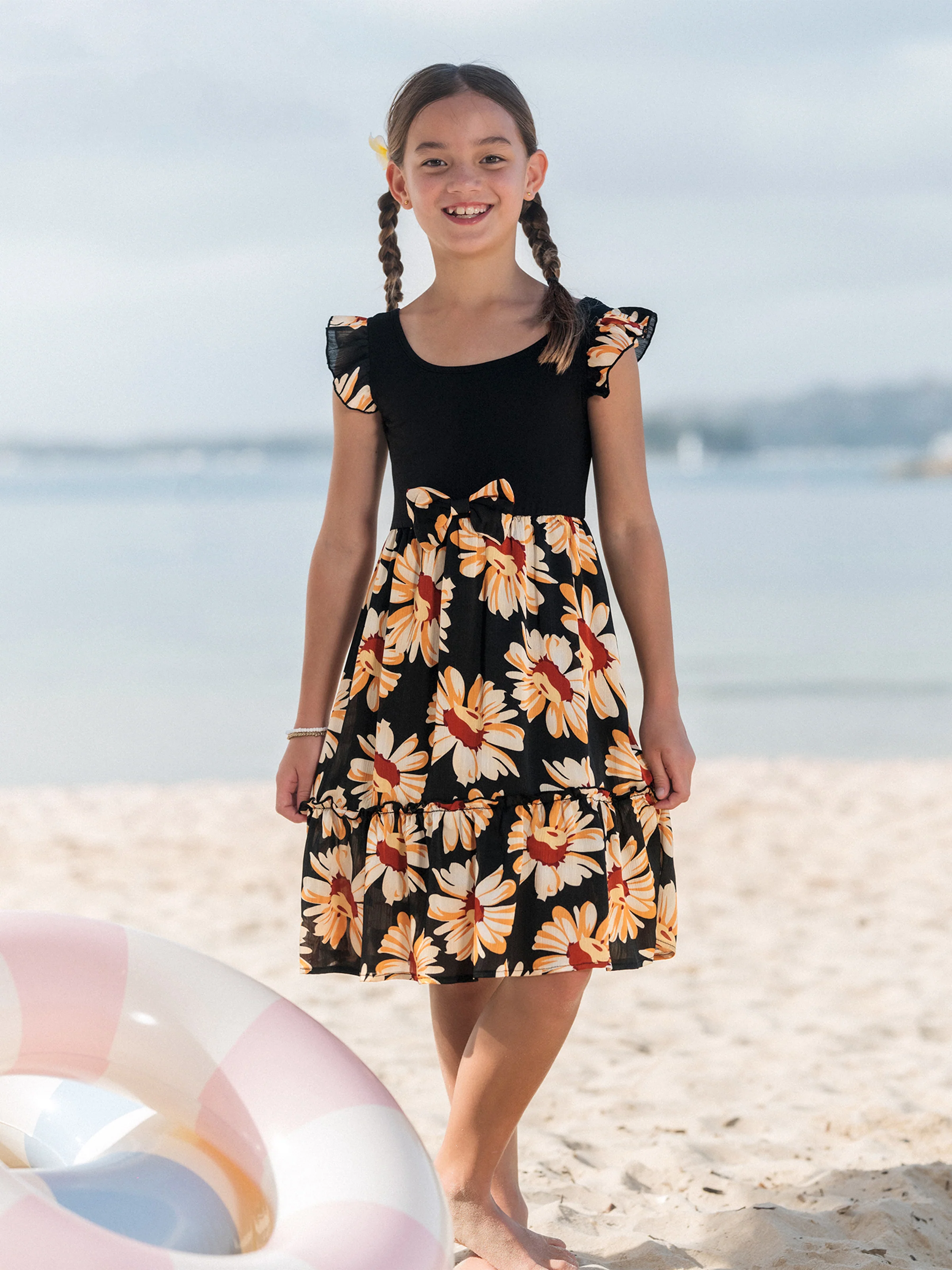 26873-toddler-kid-girl-set-floral-sleeveless-strappy-dress-black-1.webp Toddler/Kid Girl Set Floral Sleeveless Strappy Dress Black