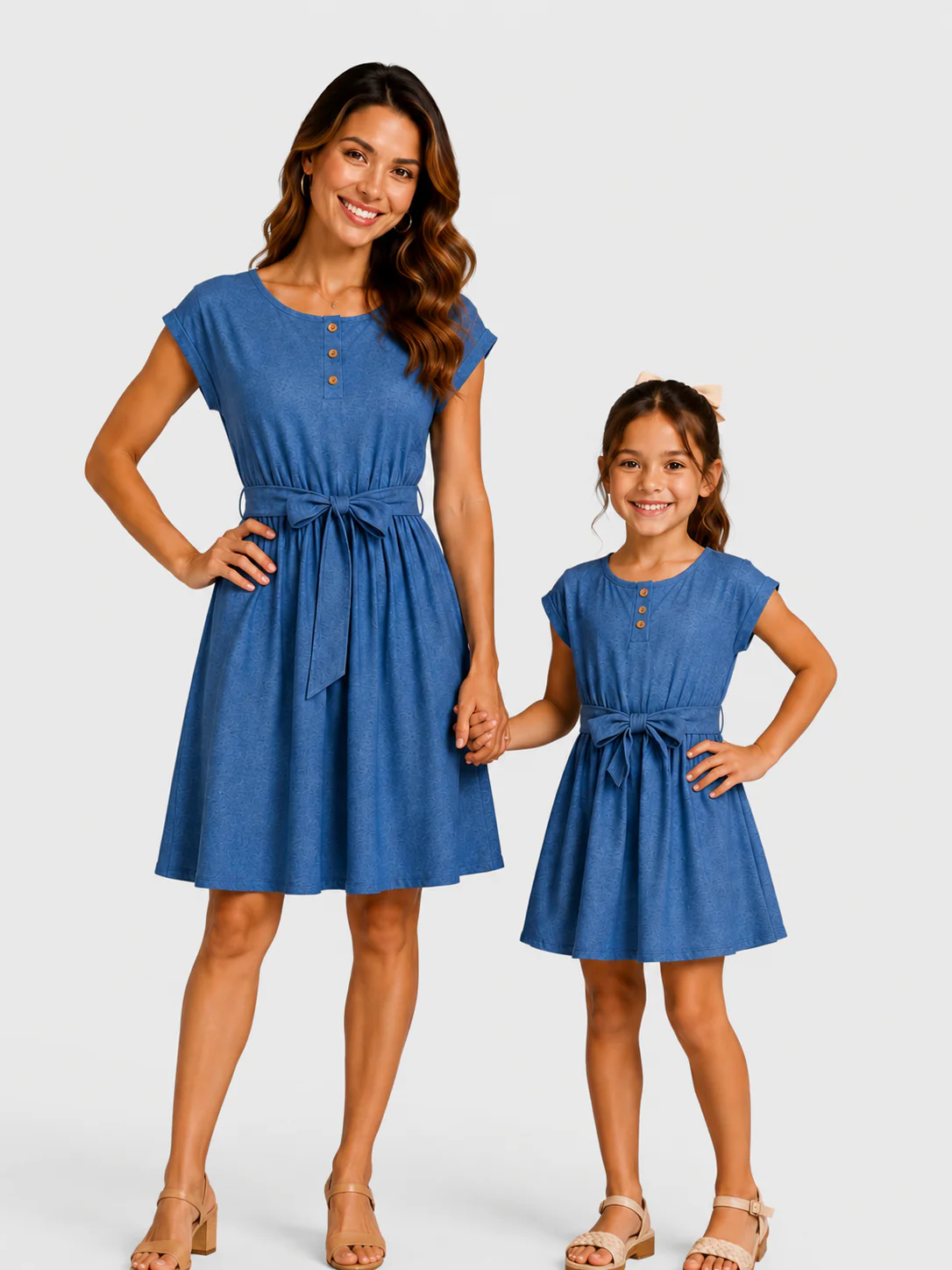 27128-mommy-and-me-family-matching-soft-casual-outfit-with-below-knee-dresses-front-buttons-belted-design-blue-1.webp Mommy and Me Family Matching Soft Casual Outfit with Below Knee Dresses, Front Buttons, Belted Design Blue