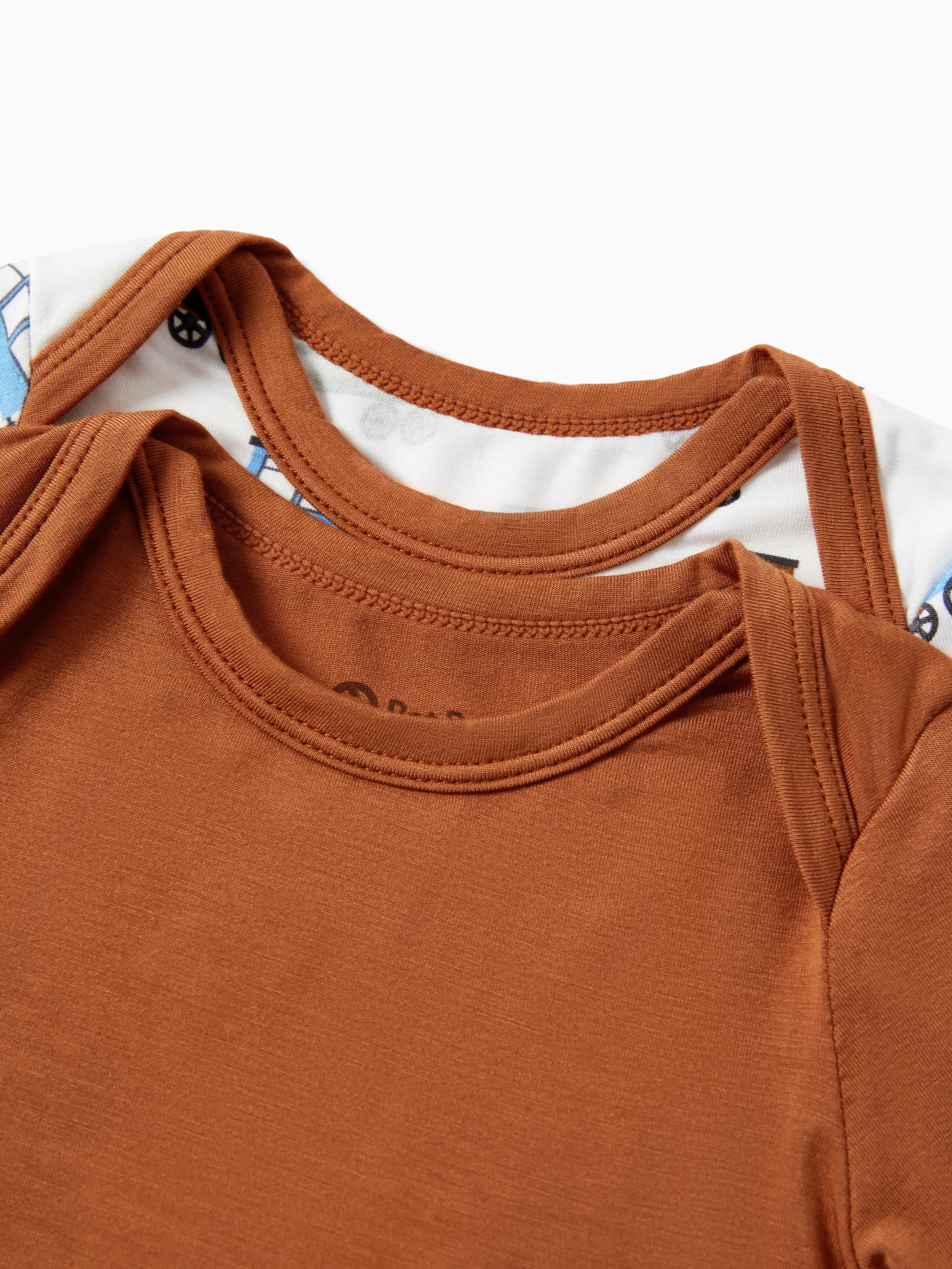 Bamboo Baby Bodysuits 2-piece Flora Long Sleeve Rompers for Baby Girls Infant Brown