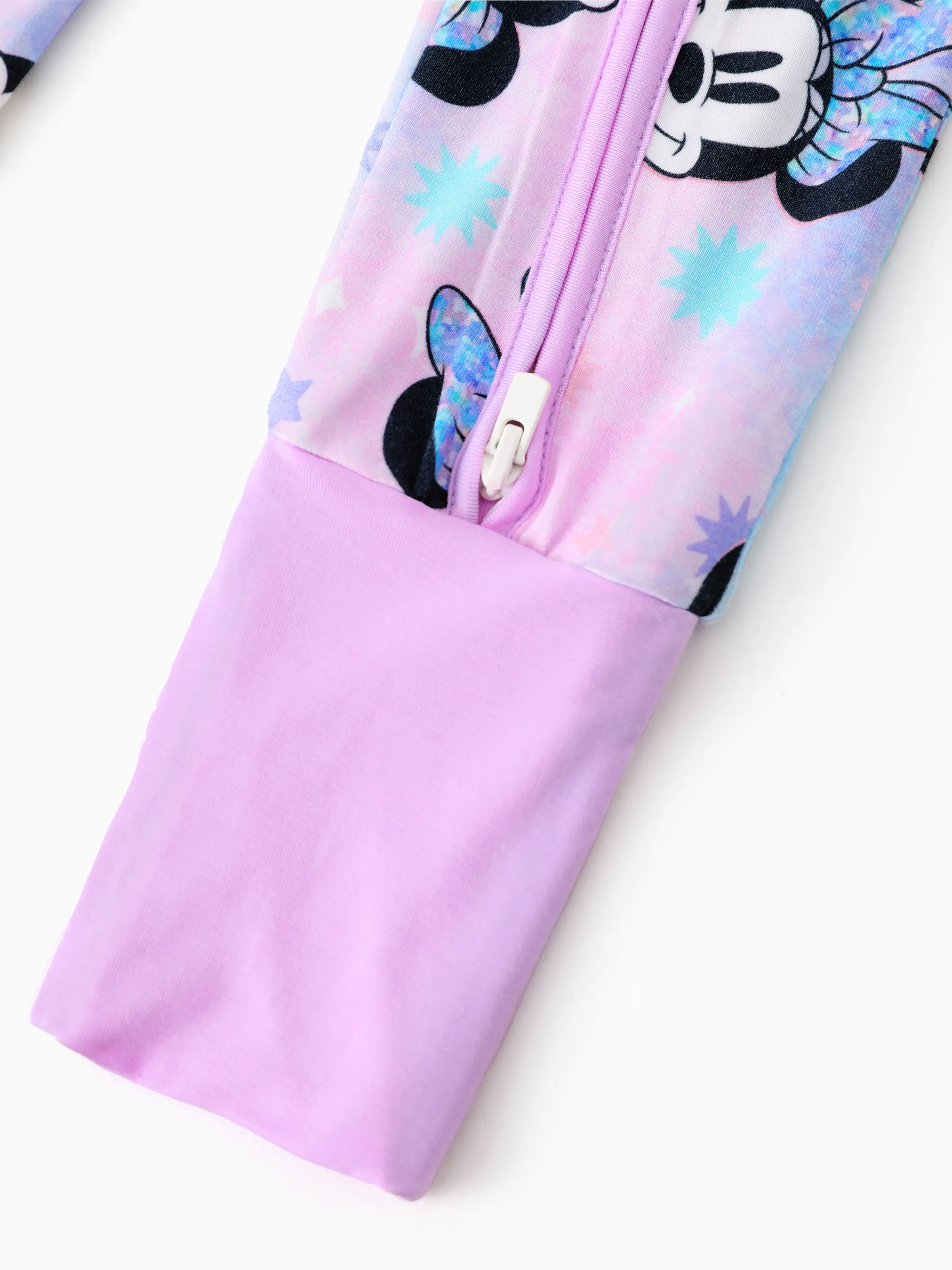 Disney Mickey and Friends Bamboo Baby Girl  Minnie Printed 2-Way Zipper Anti Slip Long-sleeve Footie Pink purple
