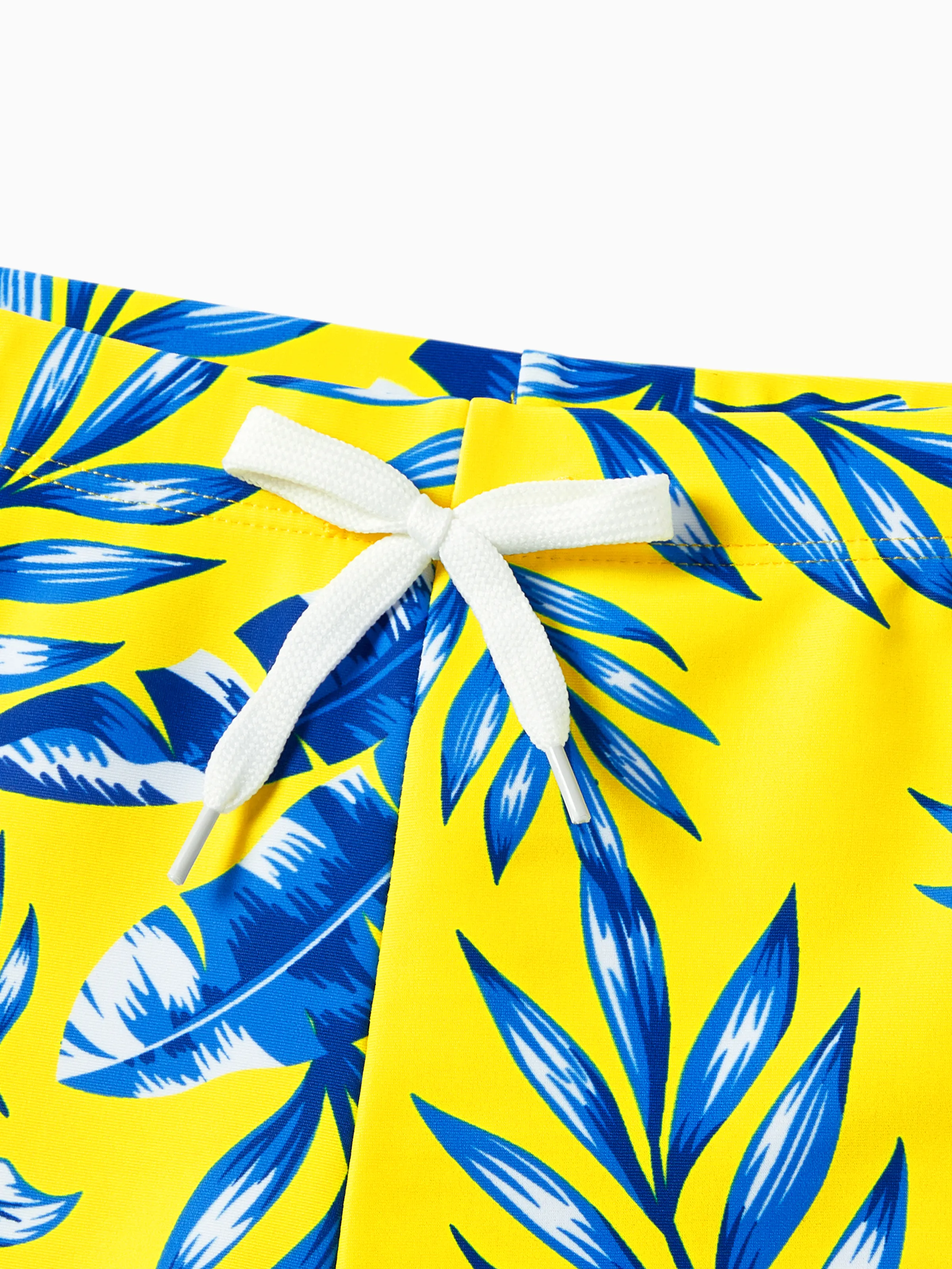 Toddler Boy Yellow Leaf Print Swim Trunks Yellow