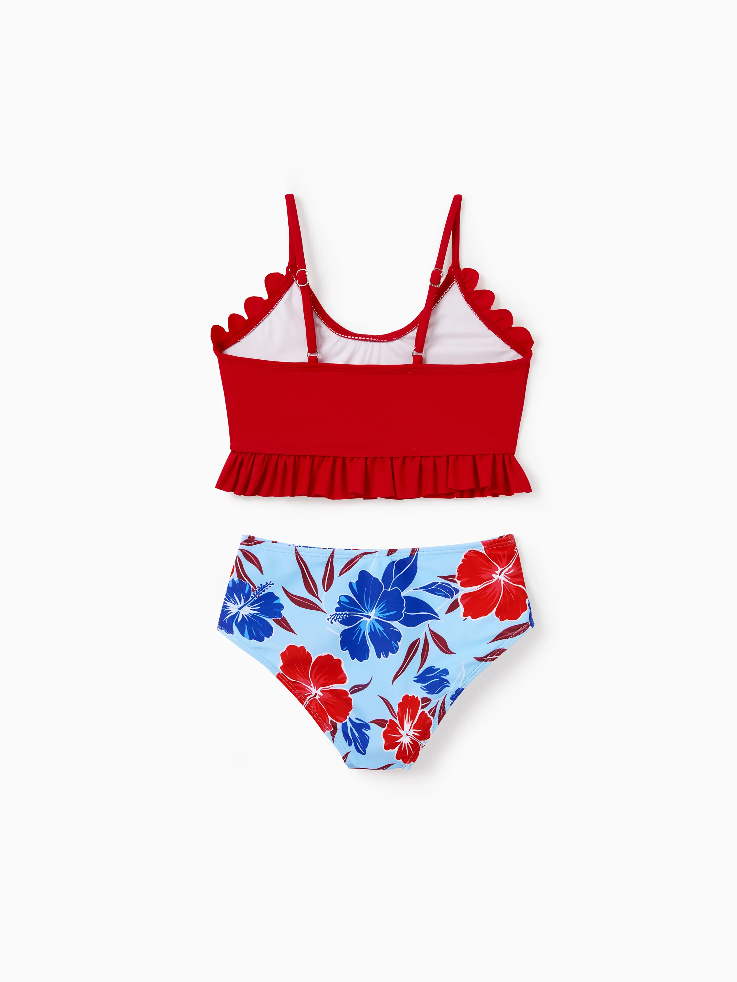 Toddler Girl Swimwear Floral Print Bikini Set for Girl, Perfect for Summer Beach Days & Pool Parties Red