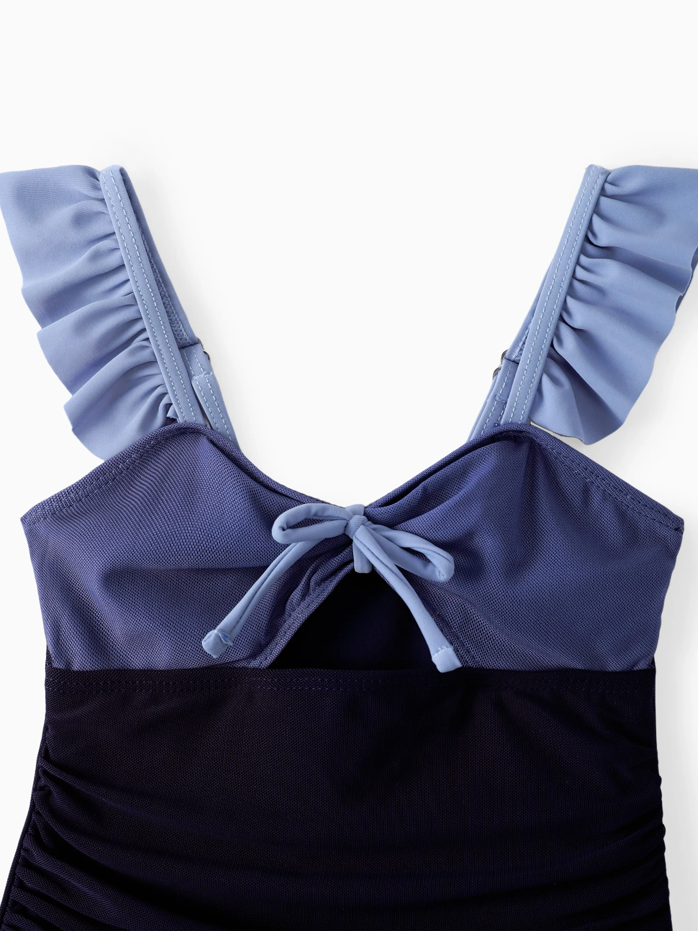Toddler Girl Drawstring Ruched Bow Tie Cut Out Mesh Ruffle Strap One-Piece Swimsuit (Quick-Dry) MultiColour