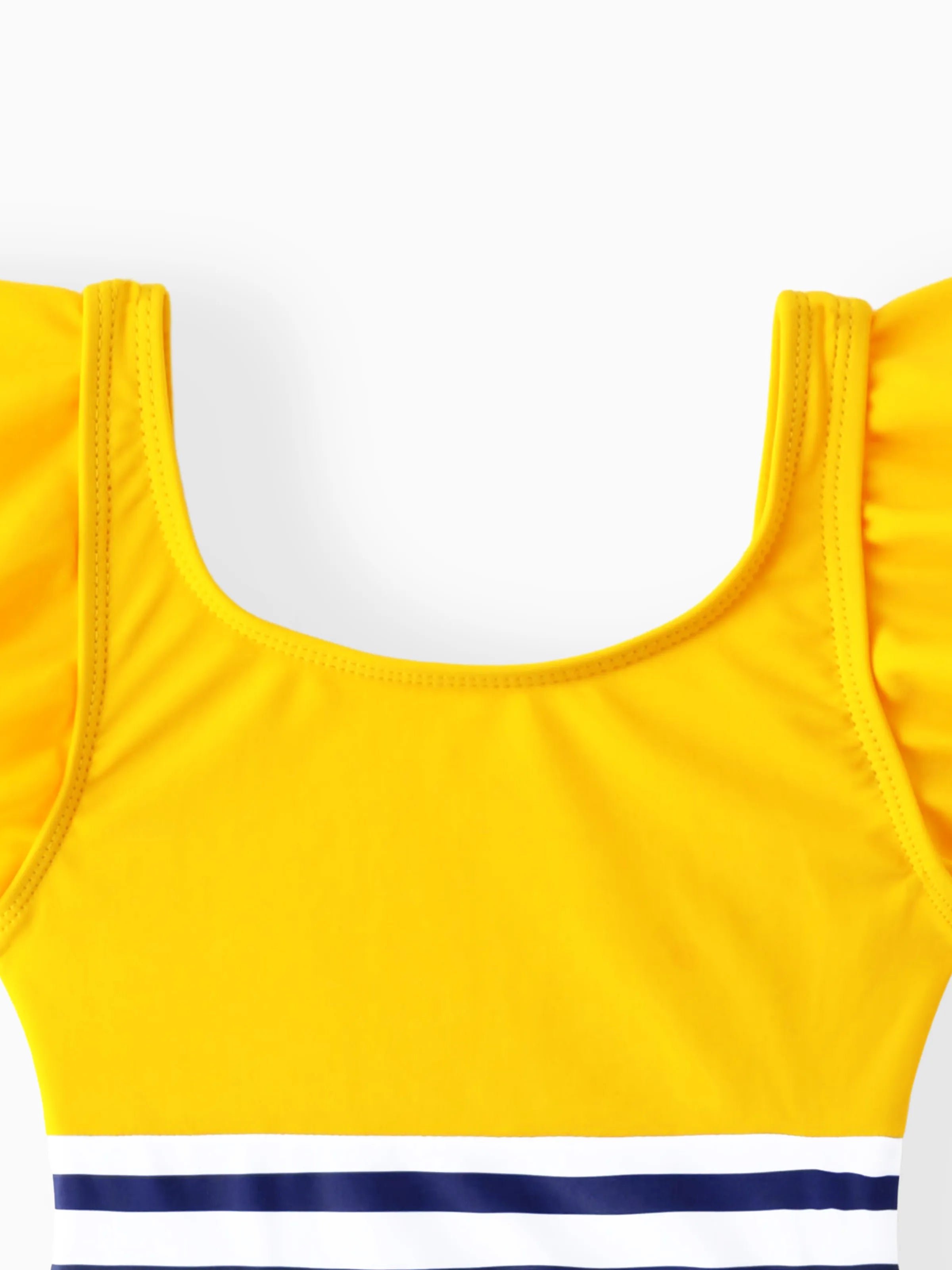 Toddler Girl Stripe & Colorblock Spliced One Piece Swimsuit ColorBlock