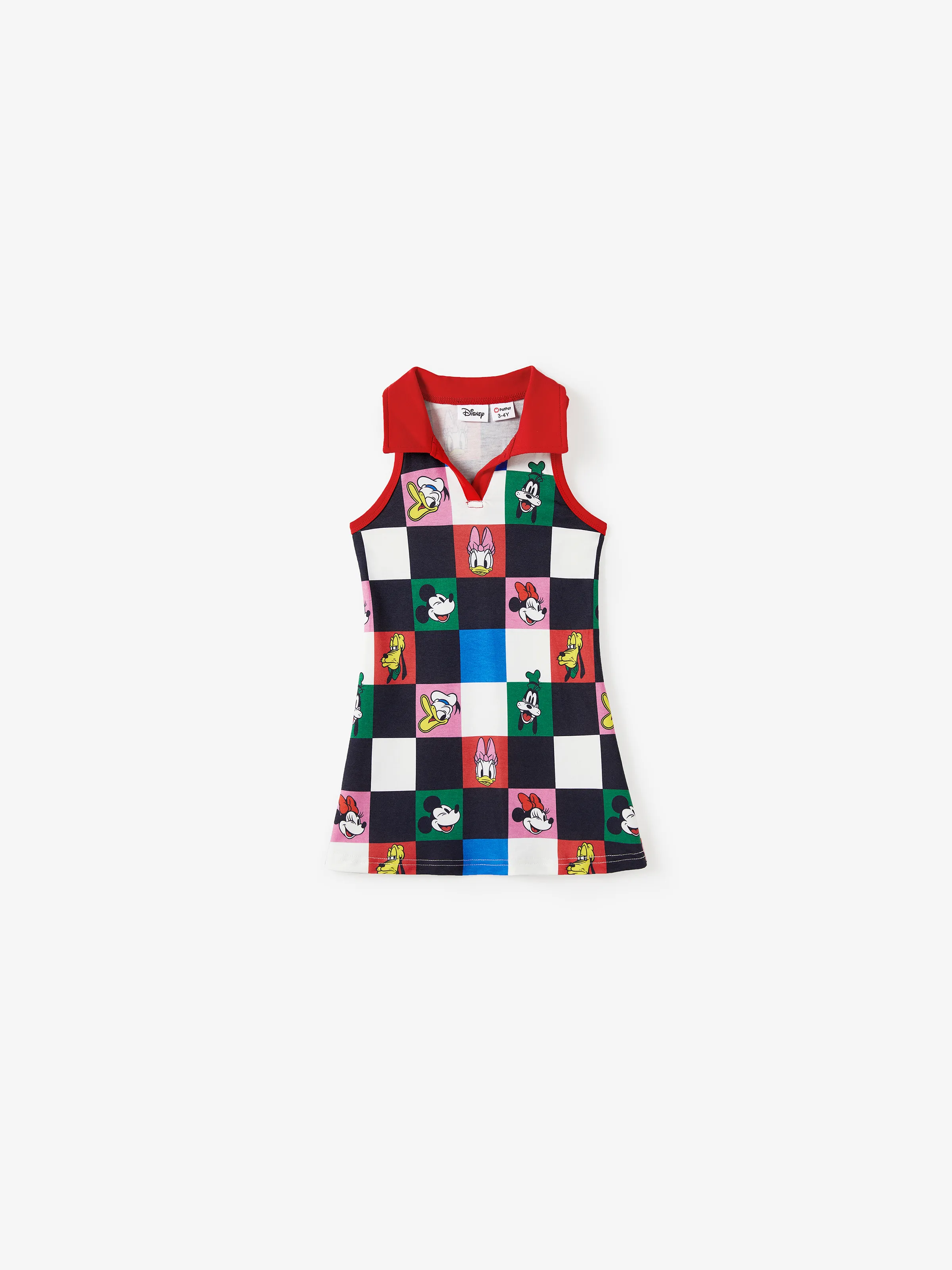 Disney Mickey and Friends Toddler/Kid Girl Naia™ Colorful Checkered Pattern Sleeveless Dress Multi-color