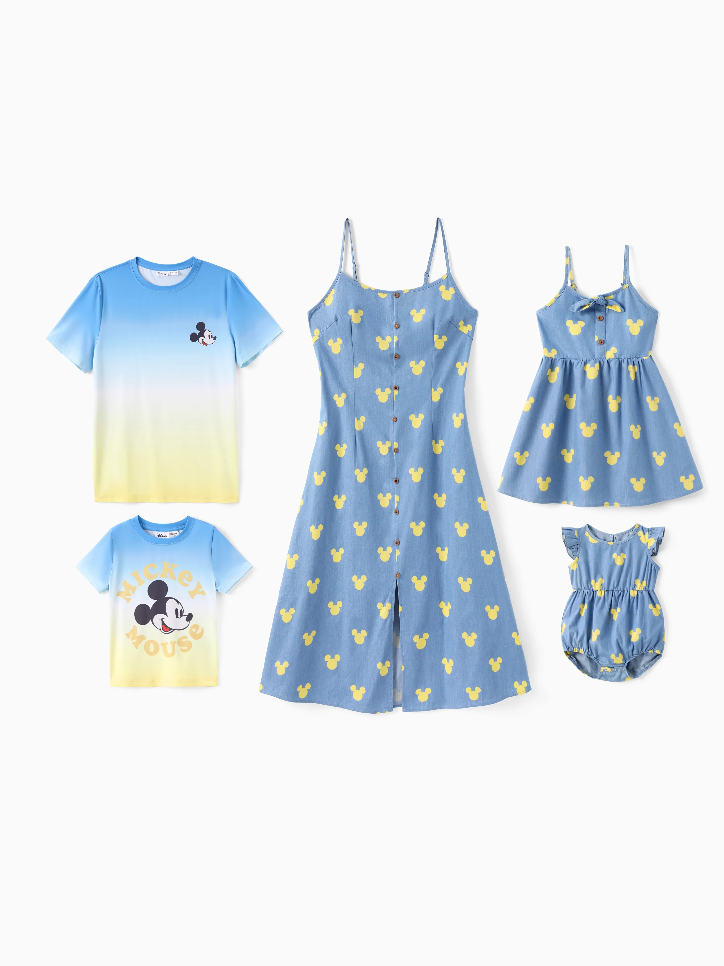 Disney Mickey and Friends Toddler/Kid Girl Mickey Mouse Allover Print Denim Dresse Blue