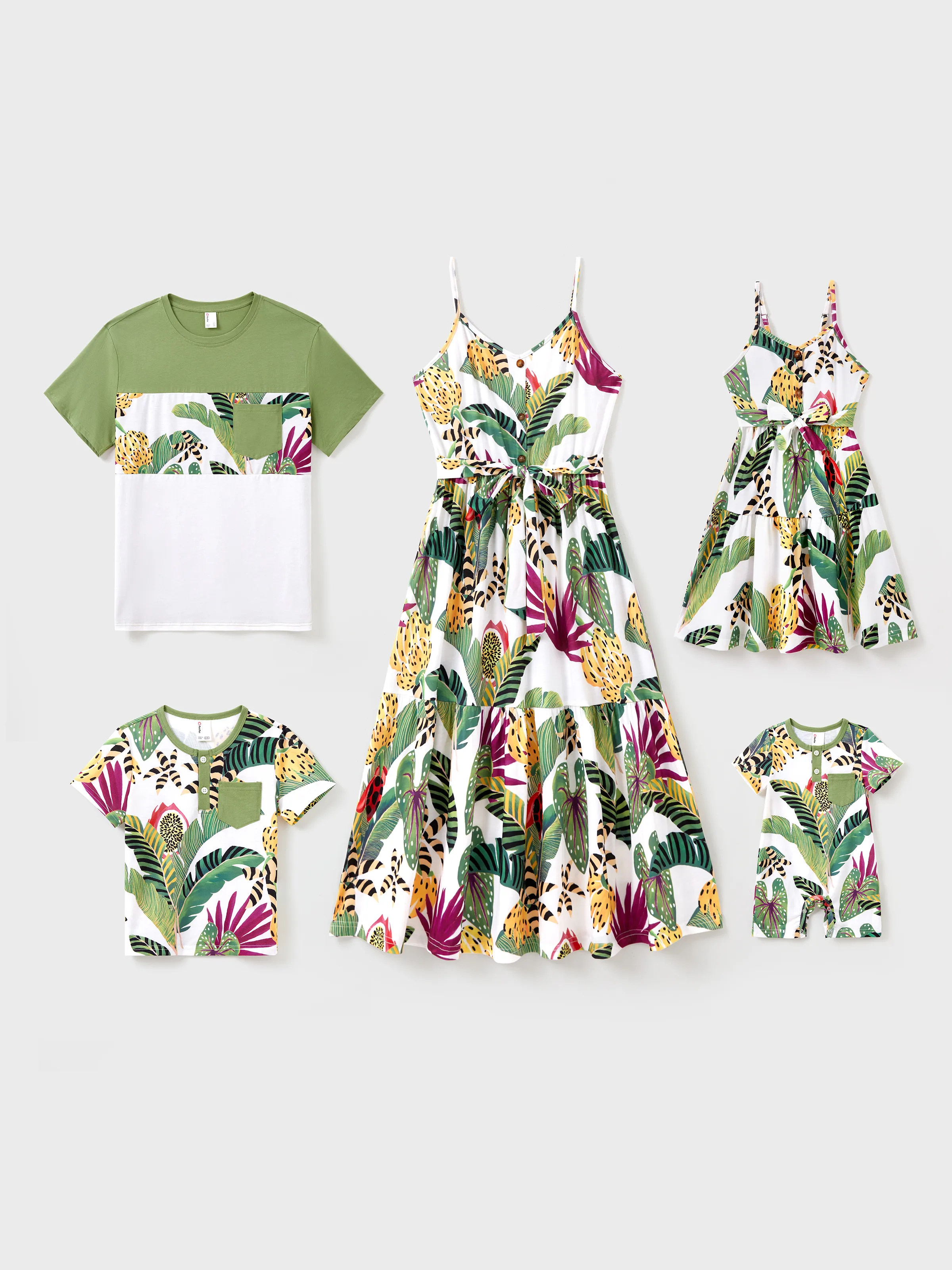 Toddler/Kid Girl Tropical Floral Print Camisole Knot Dress Multi-color