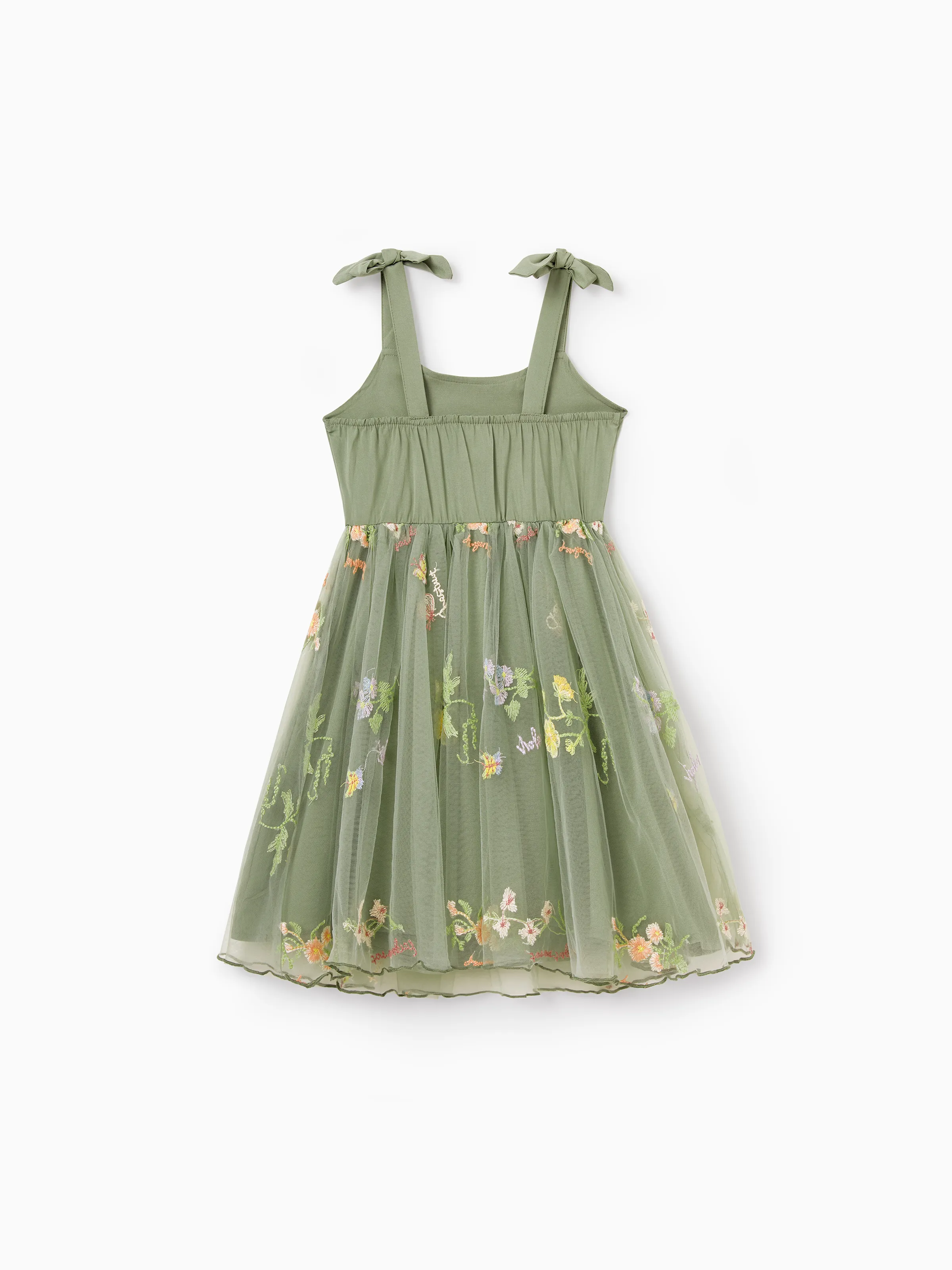 29208-toddler-kid-girl-flower-embroidered-v-neck-strappy-mesh-dress-green-5.webp Toddler/Kid Girl Flower Embroidered V-neck Strappy Mesh Dress Green