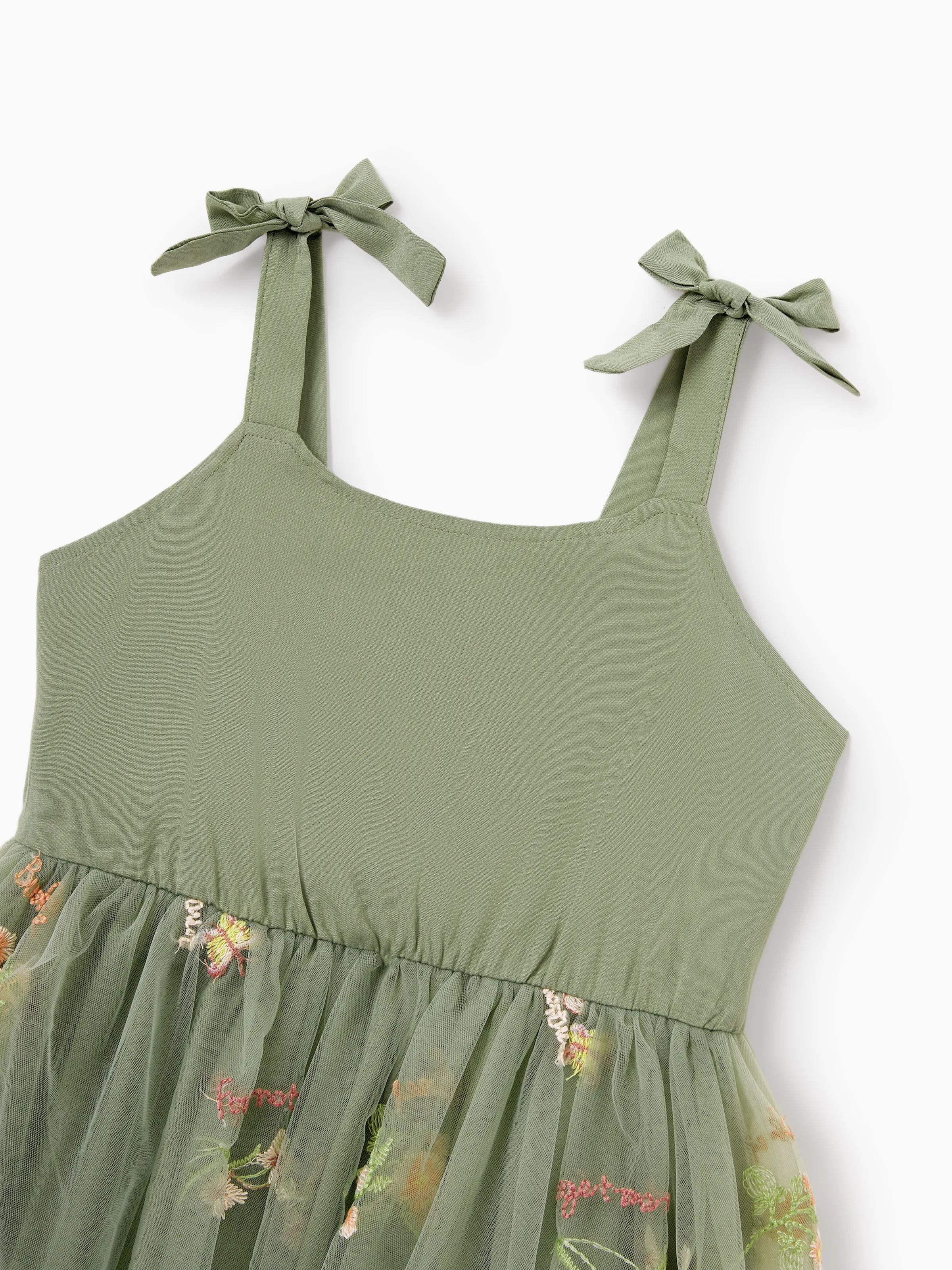 29208-toddler-kid-girl-flower-embroidered-v-neck-strappy-mesh-dress-green-6.webp Toddler/Kid Girl Flower Embroidered V-neck Strappy Mesh Dress Green