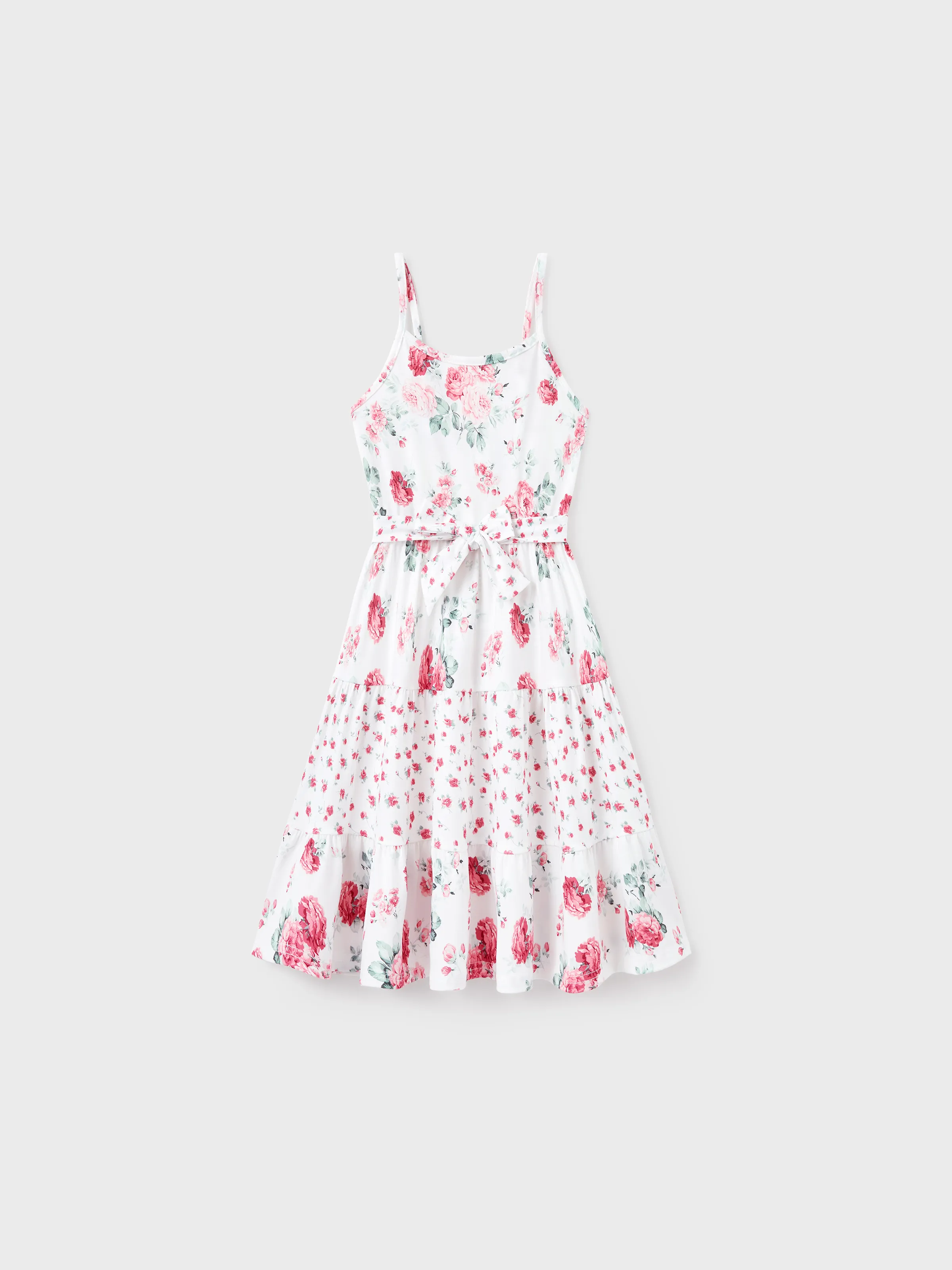 Toddler/Kid Girl Flower Print Hollow out Knot Dress  Pink