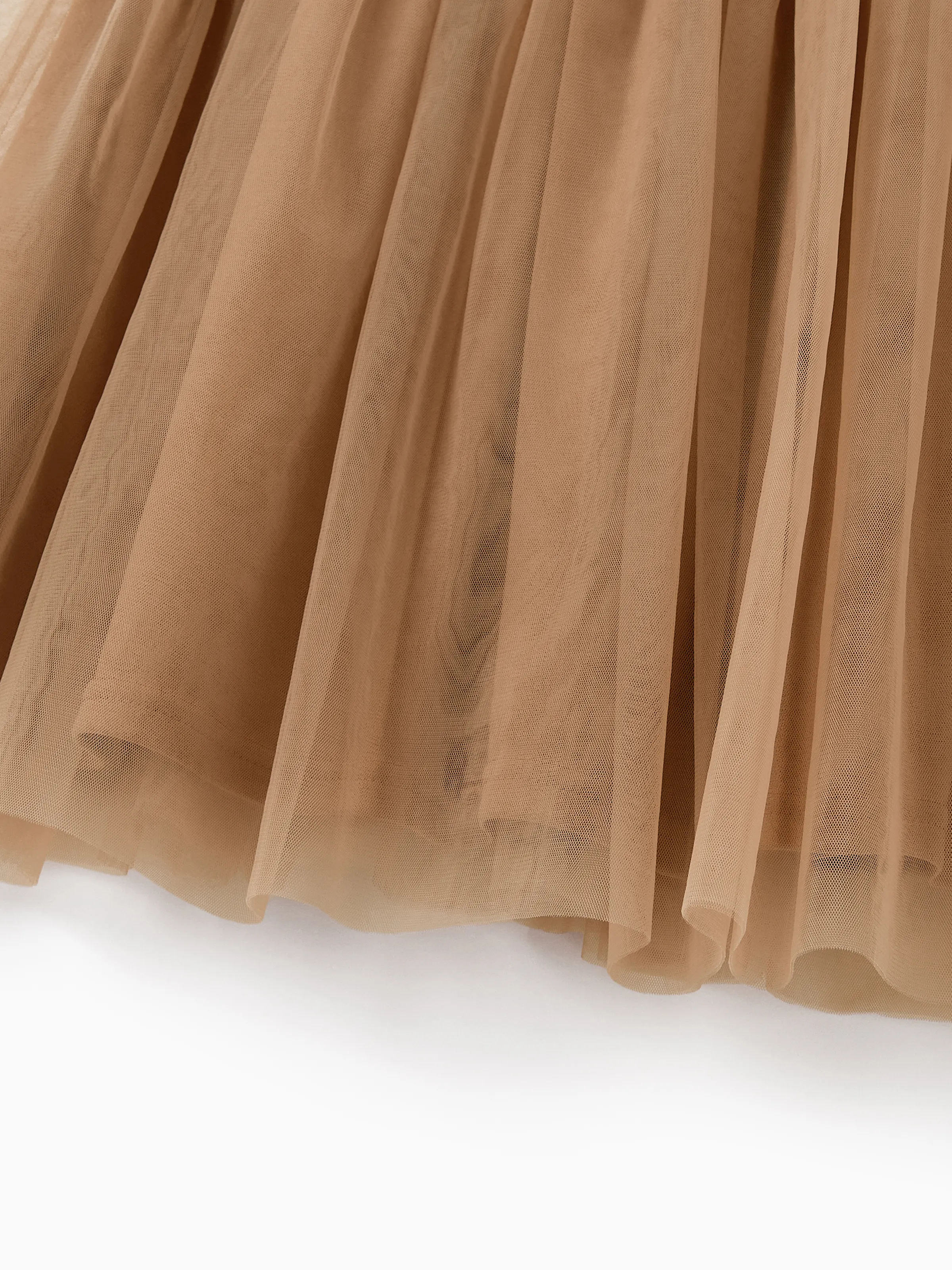 Toddler/Kid Girl Striped Twist-Front Dress with Tulle Skirt, Perfect for Summer Family Outings & Photos Khaki