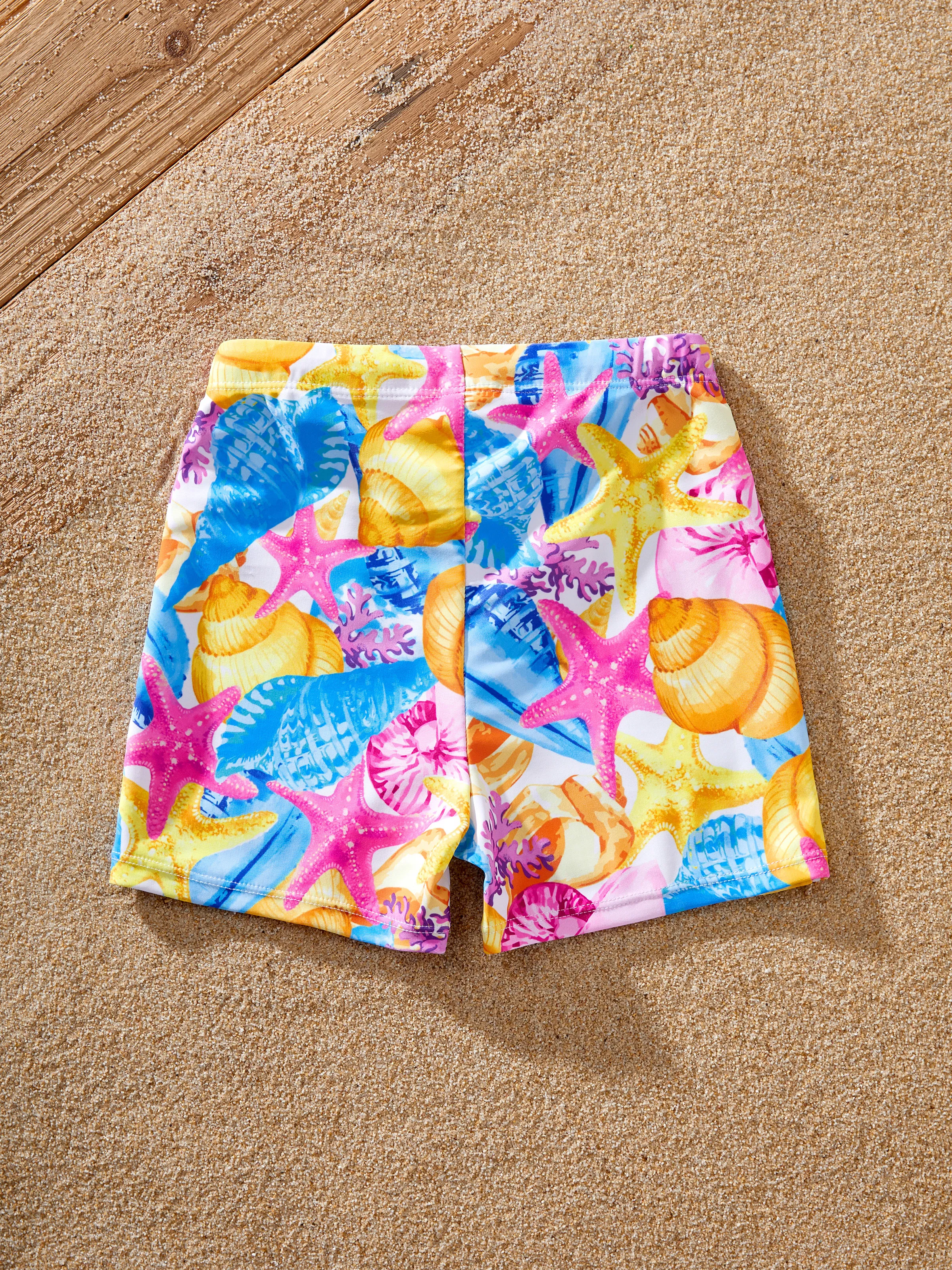 Toddler Boy Seashell & Starfish Print Swim Trunks Set Multi-color