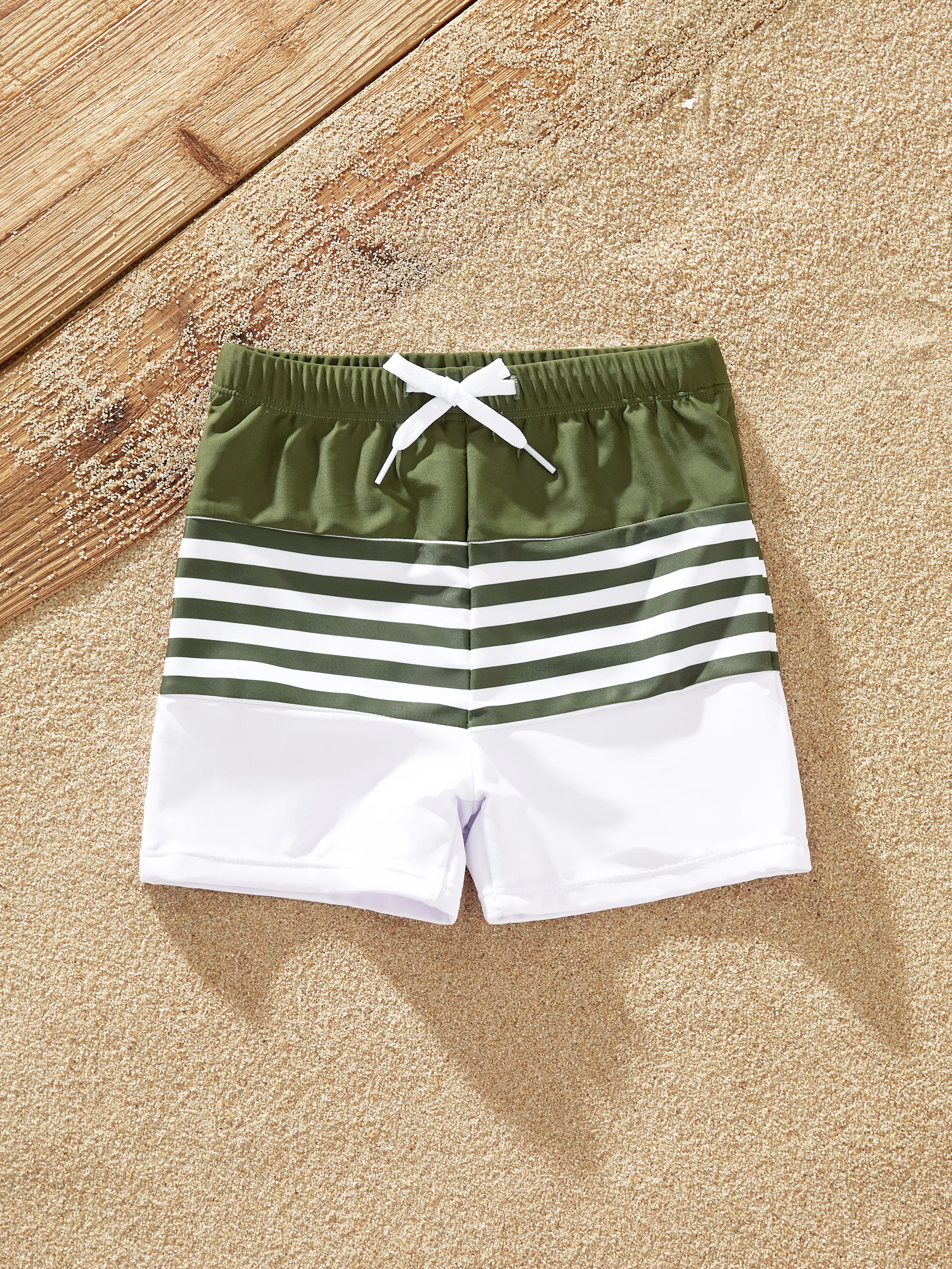 Toddler Boy Colorblock Stripe Swim Trunks Army green