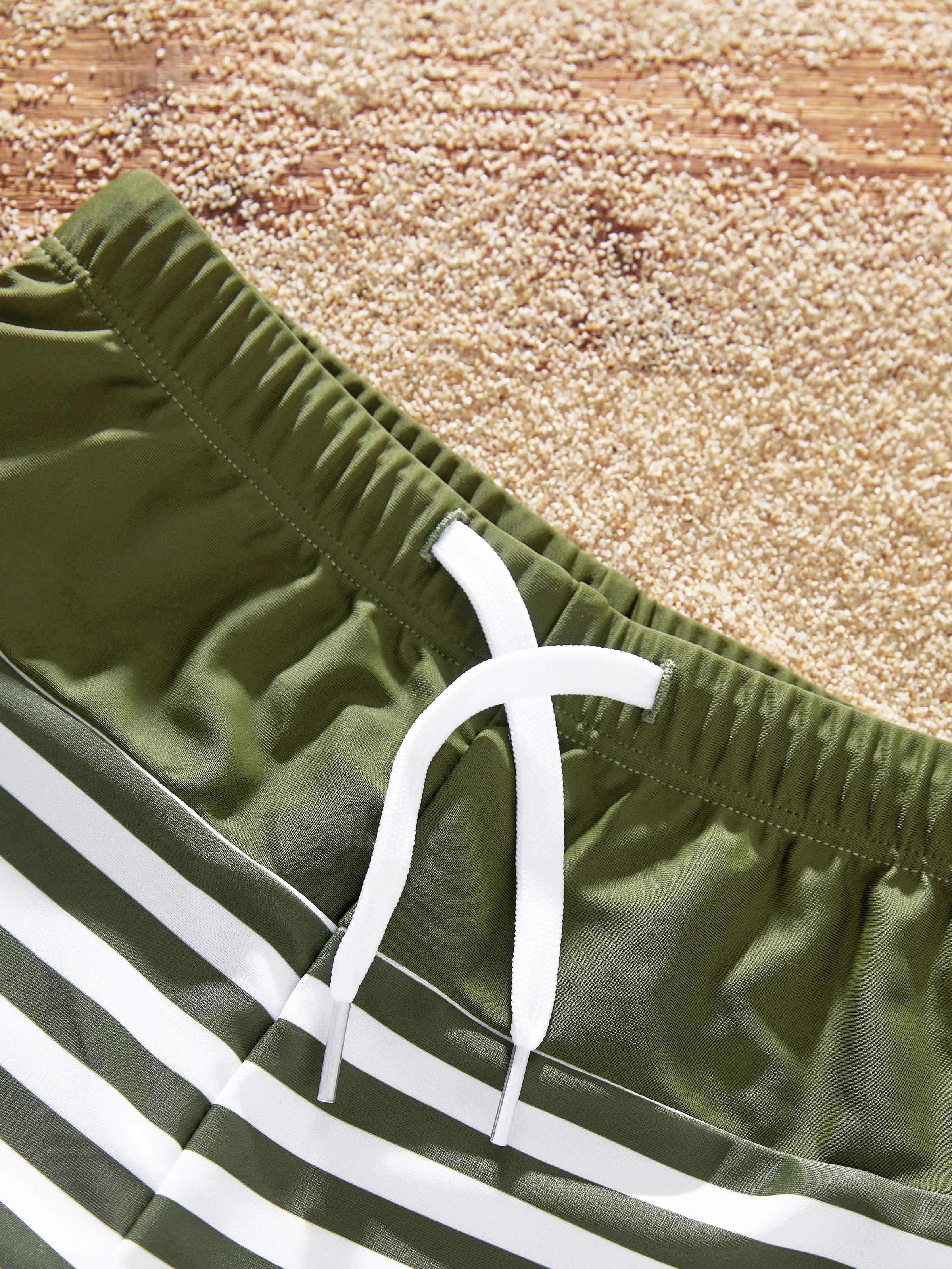 Toddler Boy Colorblock Stripe Swim Trunks Army green