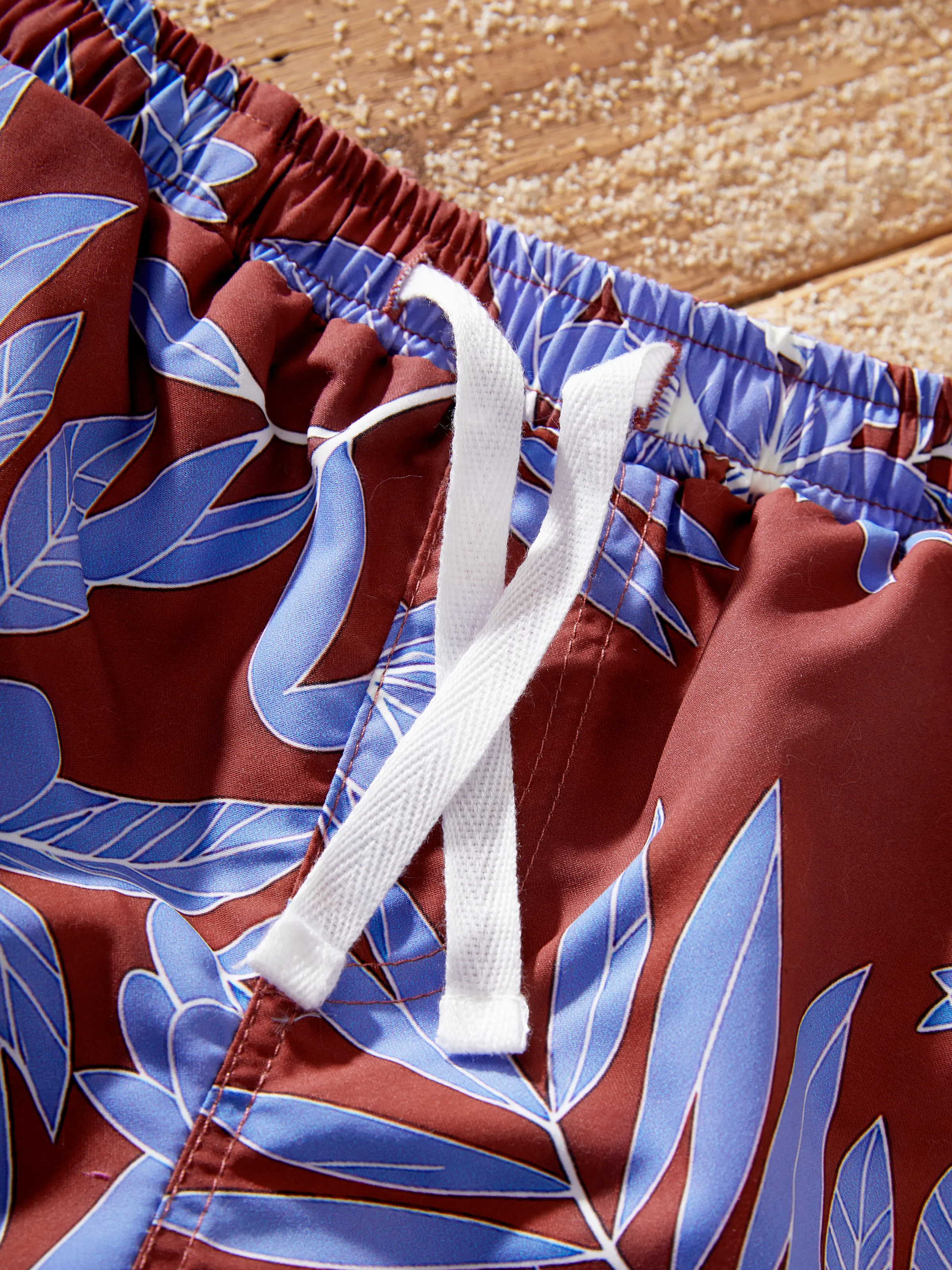 Toddler Boy Tropical Leaf Print Swim Trunks Set Multi-color