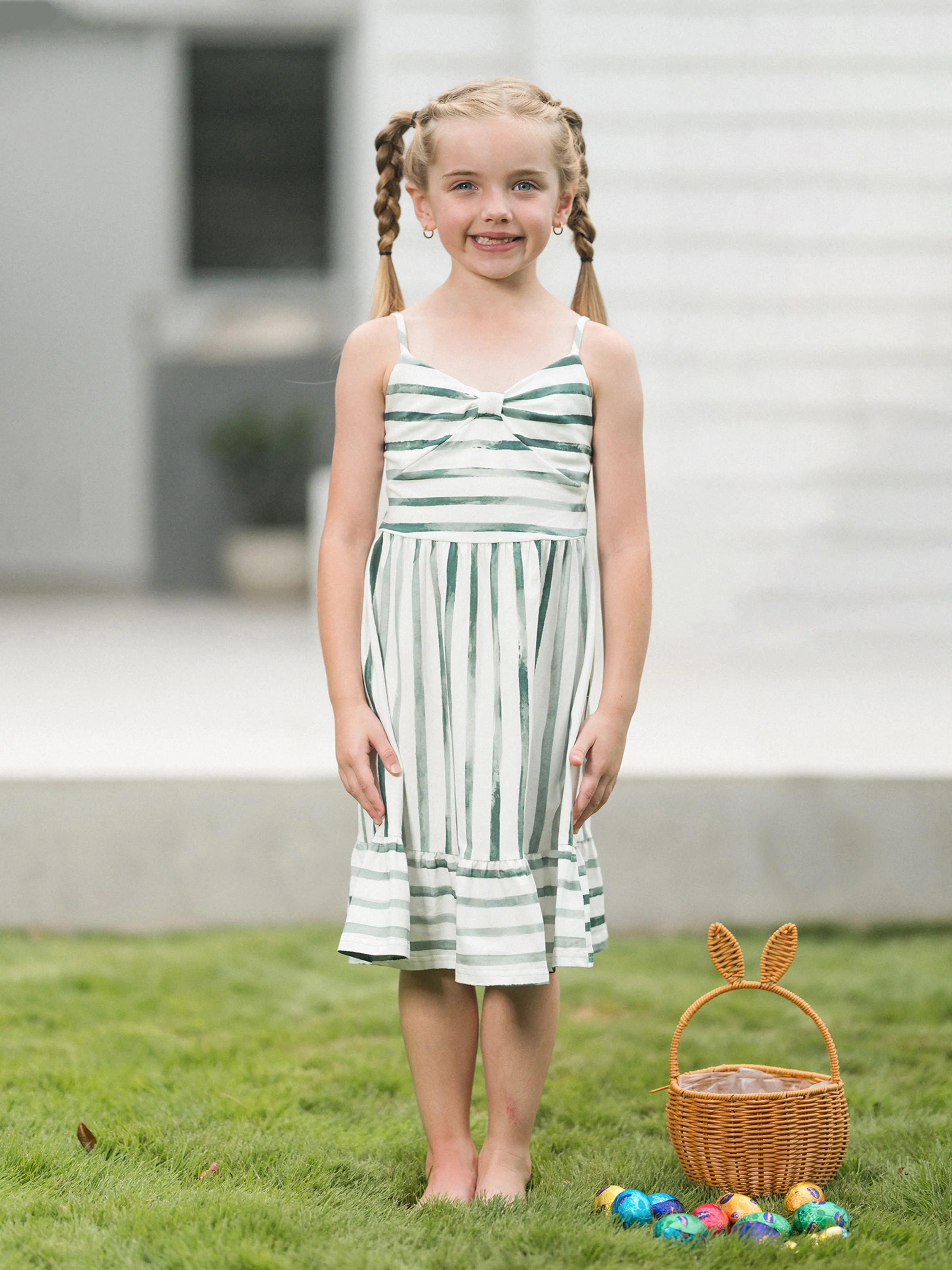 29810-toddler-kid-girl-cotton-green-striped-dress-perfect-for-summer-family-outings-photos-green-1.webp Toddler/Kid Girl Cotton Green Striped Dress, Perfect for Summer Family Outings & Photos Green