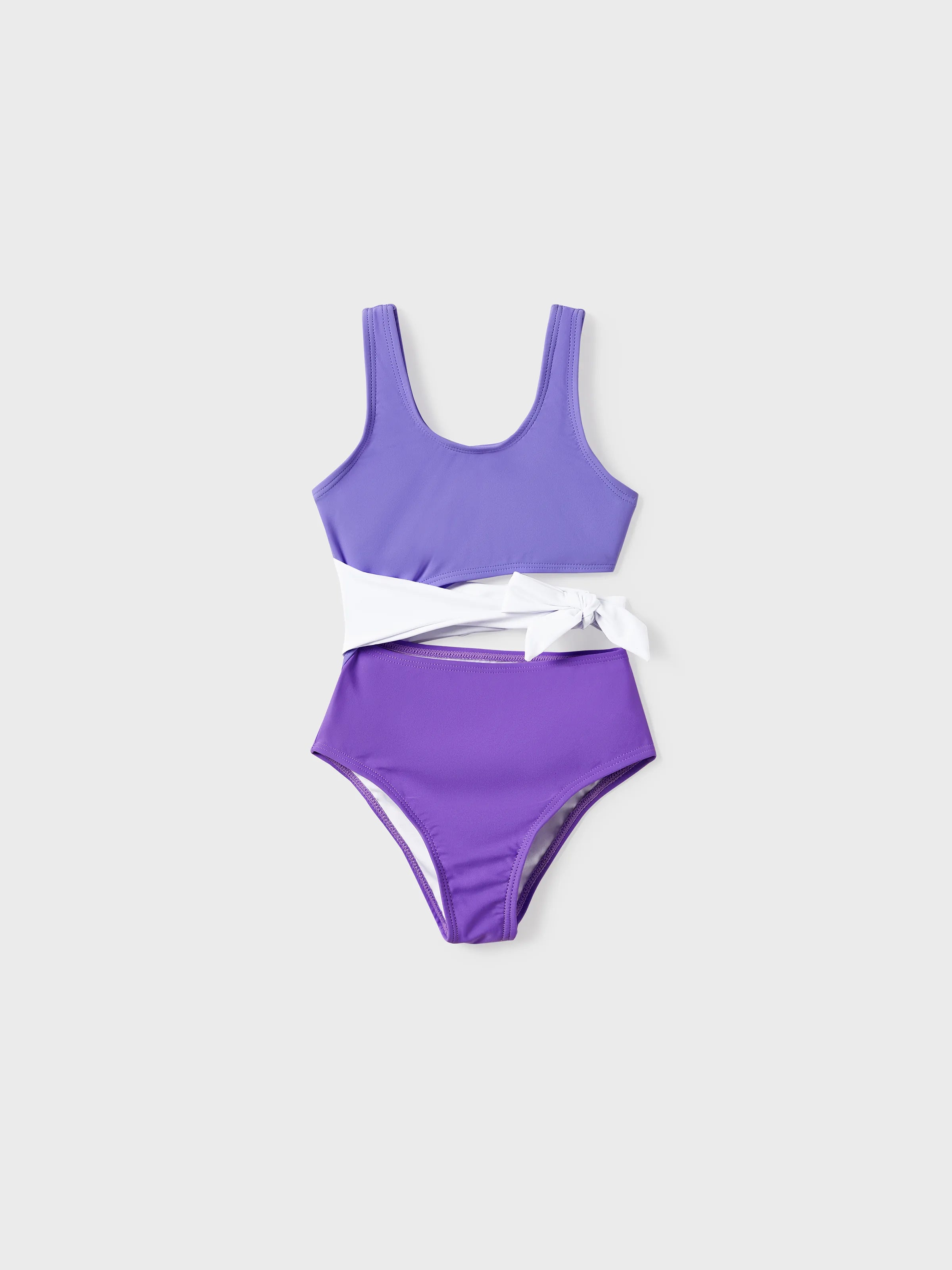 Toddler Girl Color-block Side Knot One-Piece Swimsuit (Quick-Dry) ColorBlock