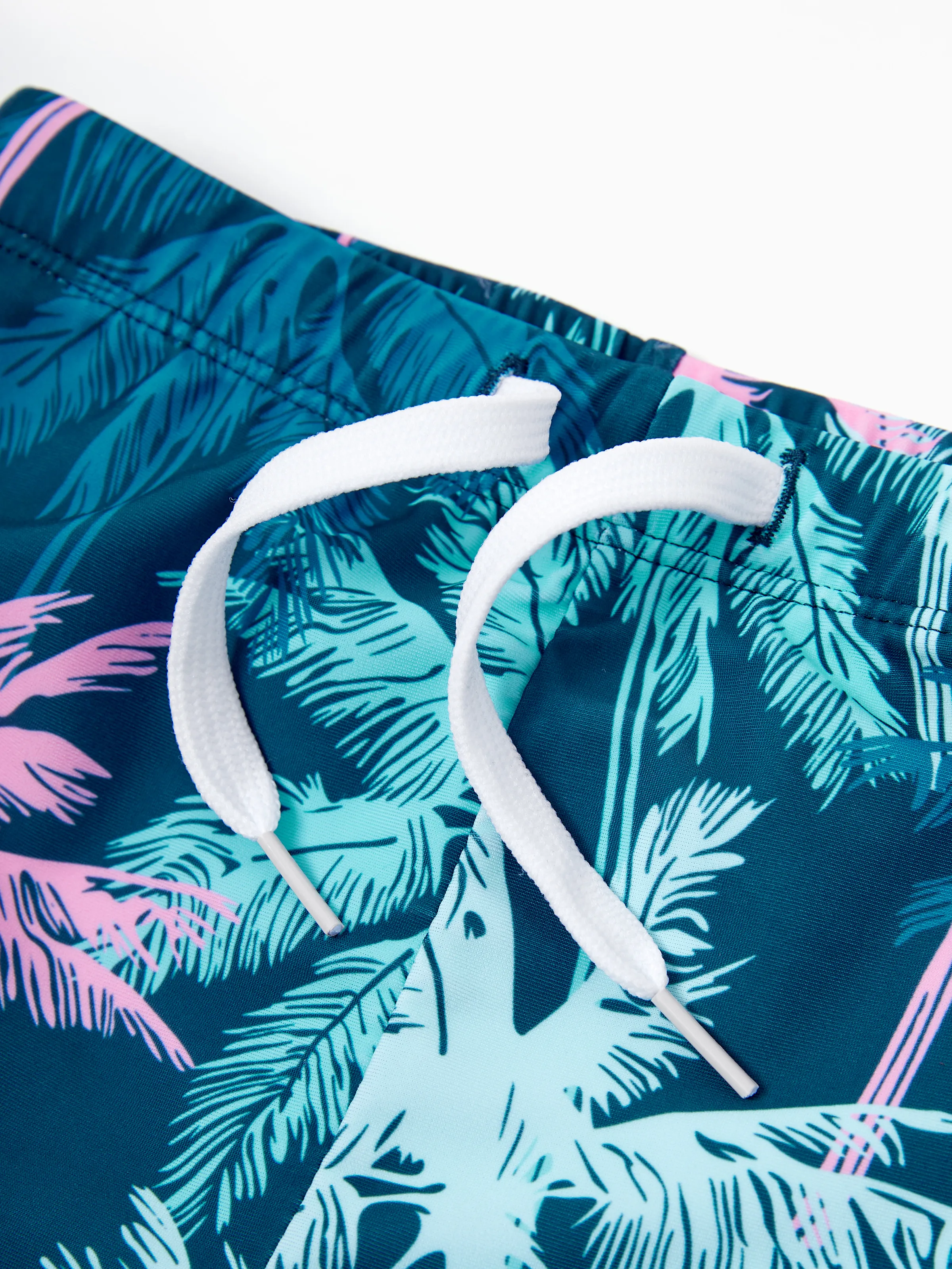 Toddler Boy Swimsuits Tropical Palm Tree Print Swim Trunks Set, Beach Vacation Swimwear Turquoise